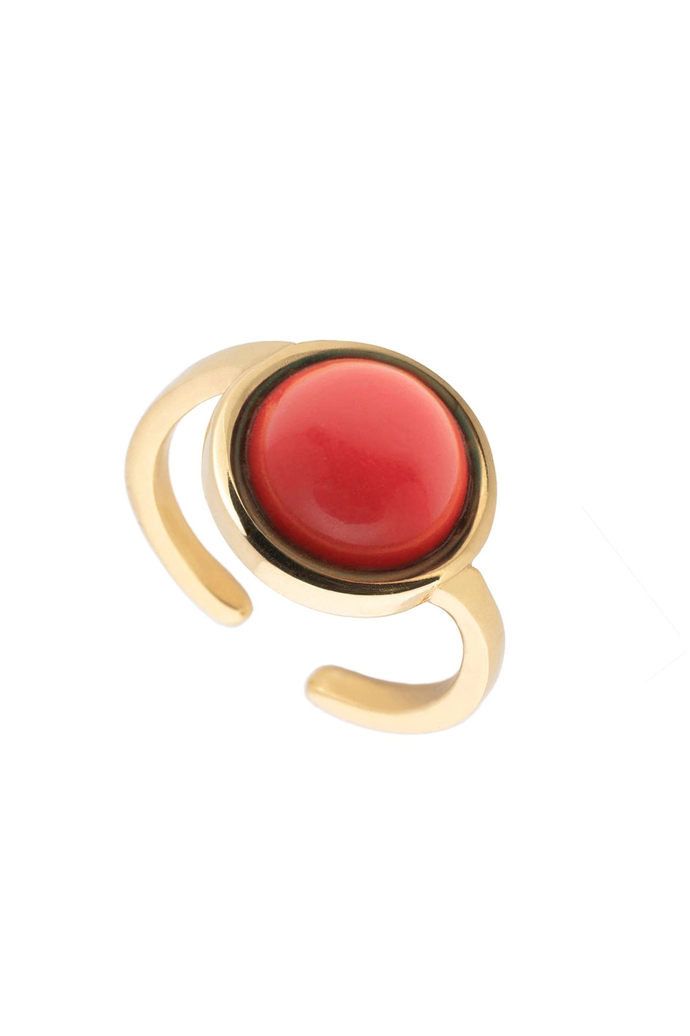 Santa Cruz Coral Adjustable Ring on a white background - L'Atelier Global