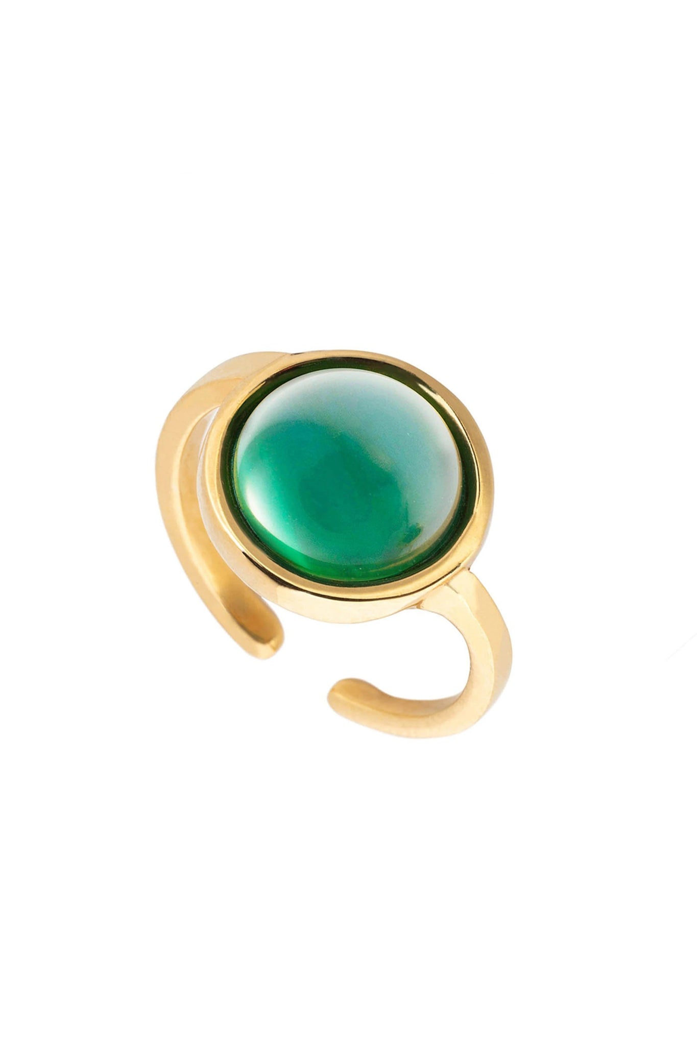 Santa Cruz Green Onyx Adjustable Ring on a white background - L'Atelier Global