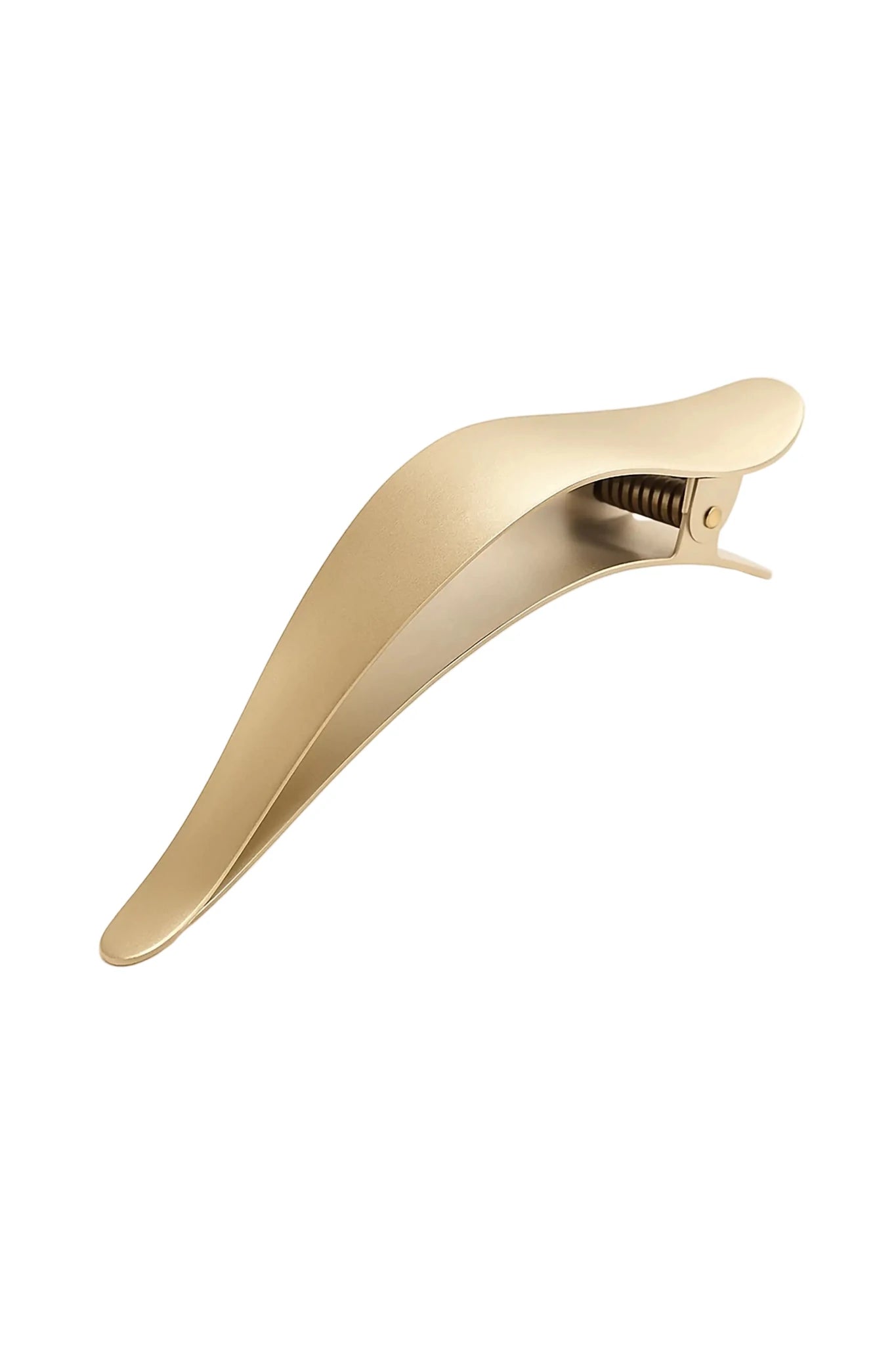 Gold-colored clip on a white background