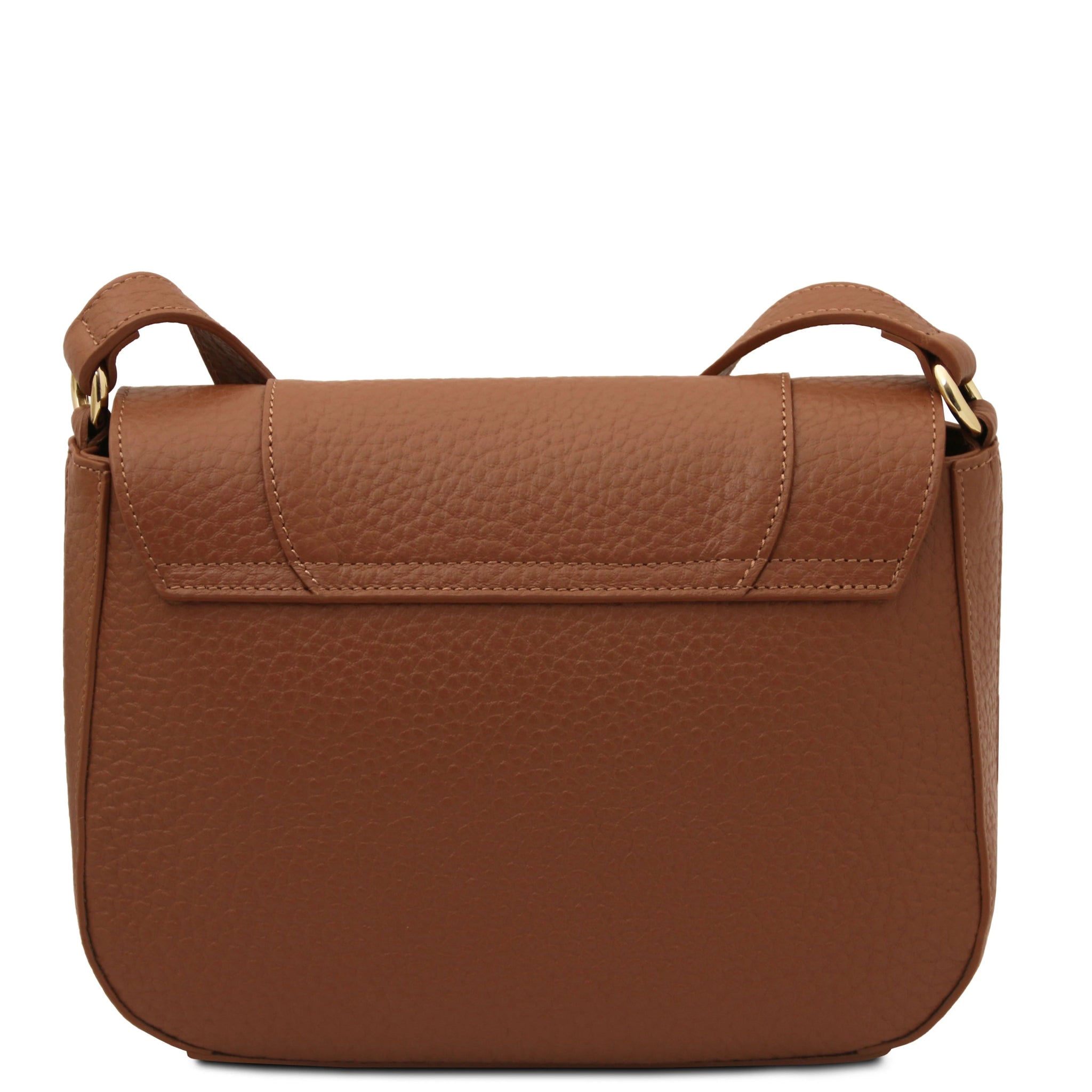 Back view Sella Italian Leather Shoulder Bag in cognac