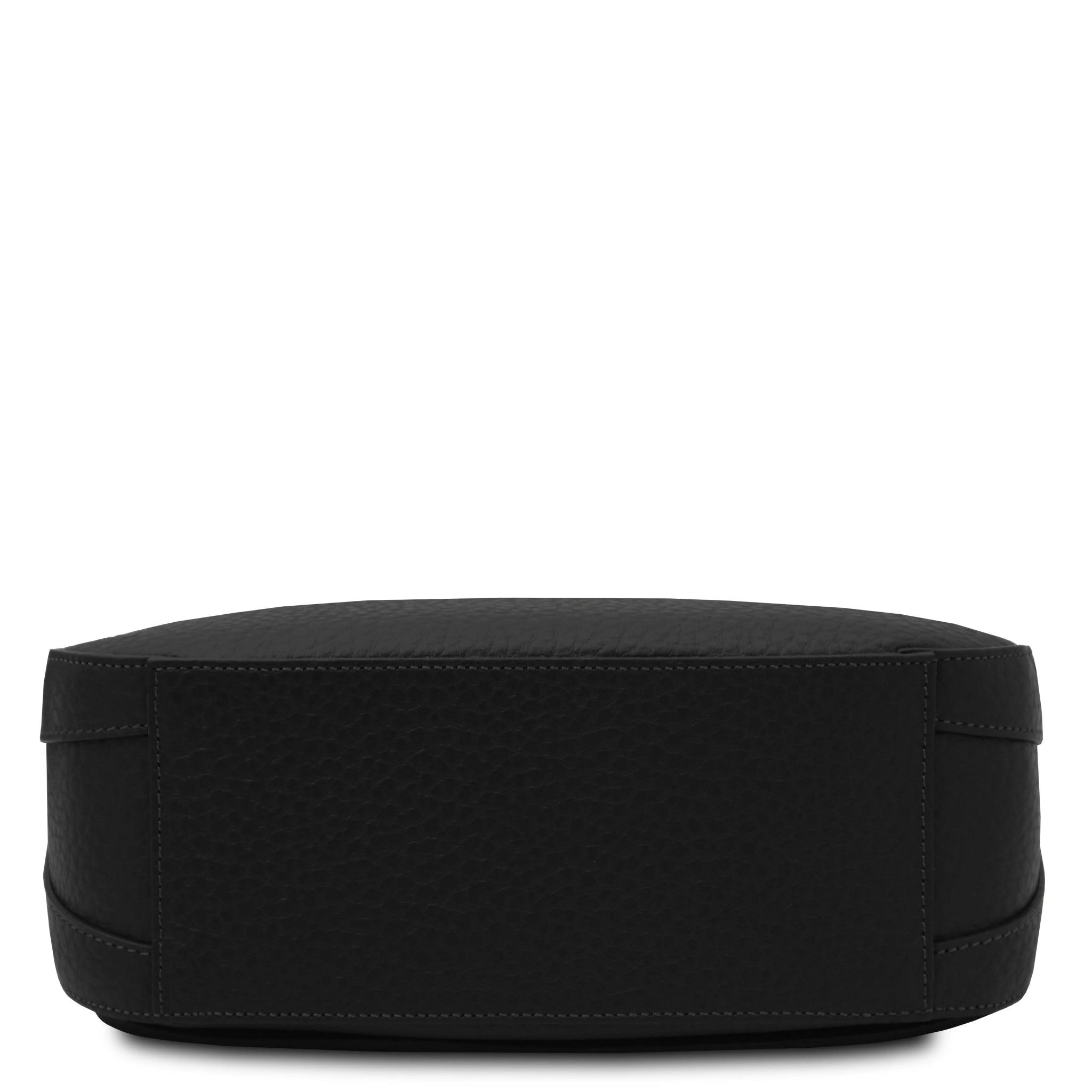 Bottom view Sella Italian Leather Shoulder Bag in black