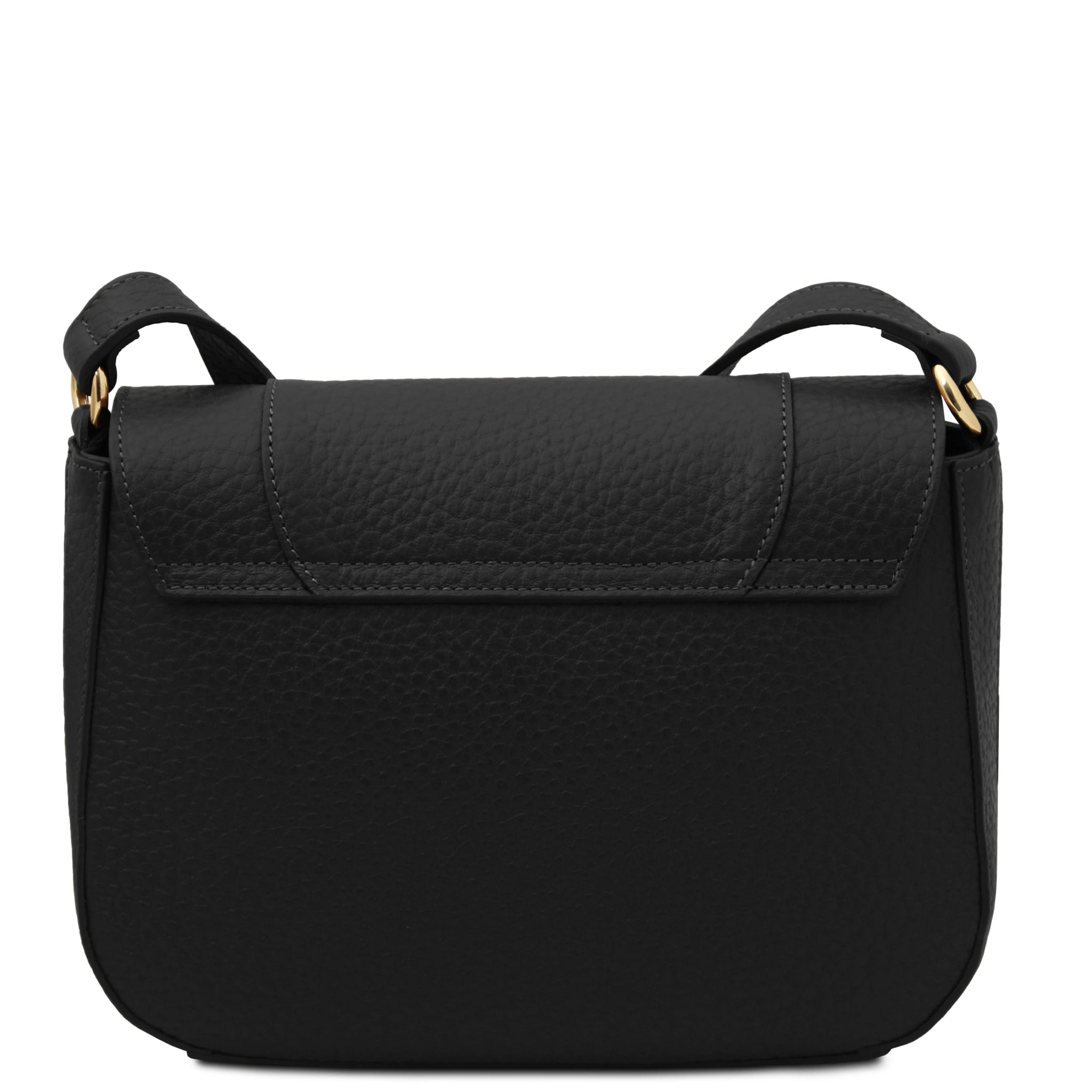 Back view Sella Italian Leather Shoulder Bag in black.
