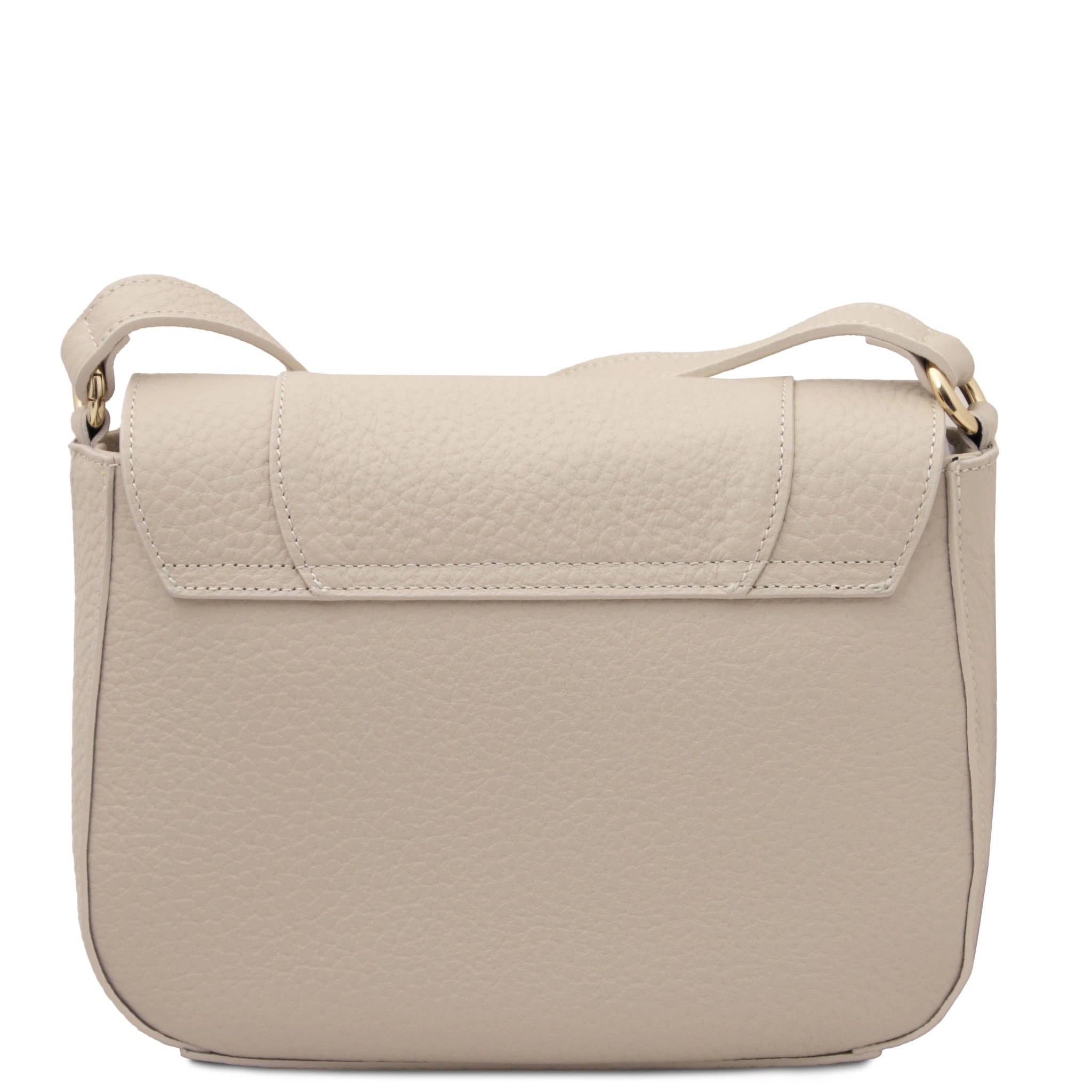 Back view Sella Italian Leather Shoulder Bag in beige