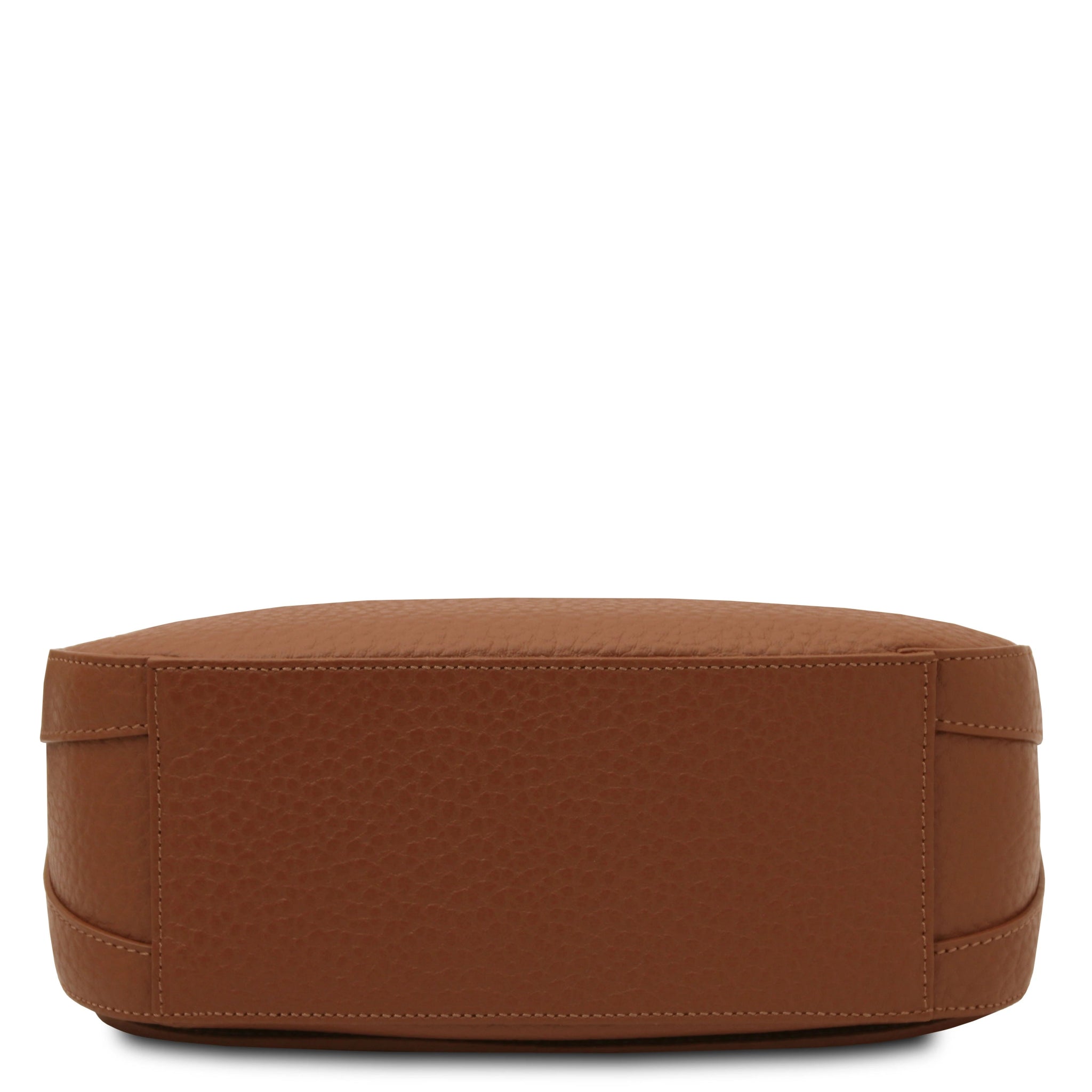 Bottom view Sella Italian Leather Shoulder Bag in cognac