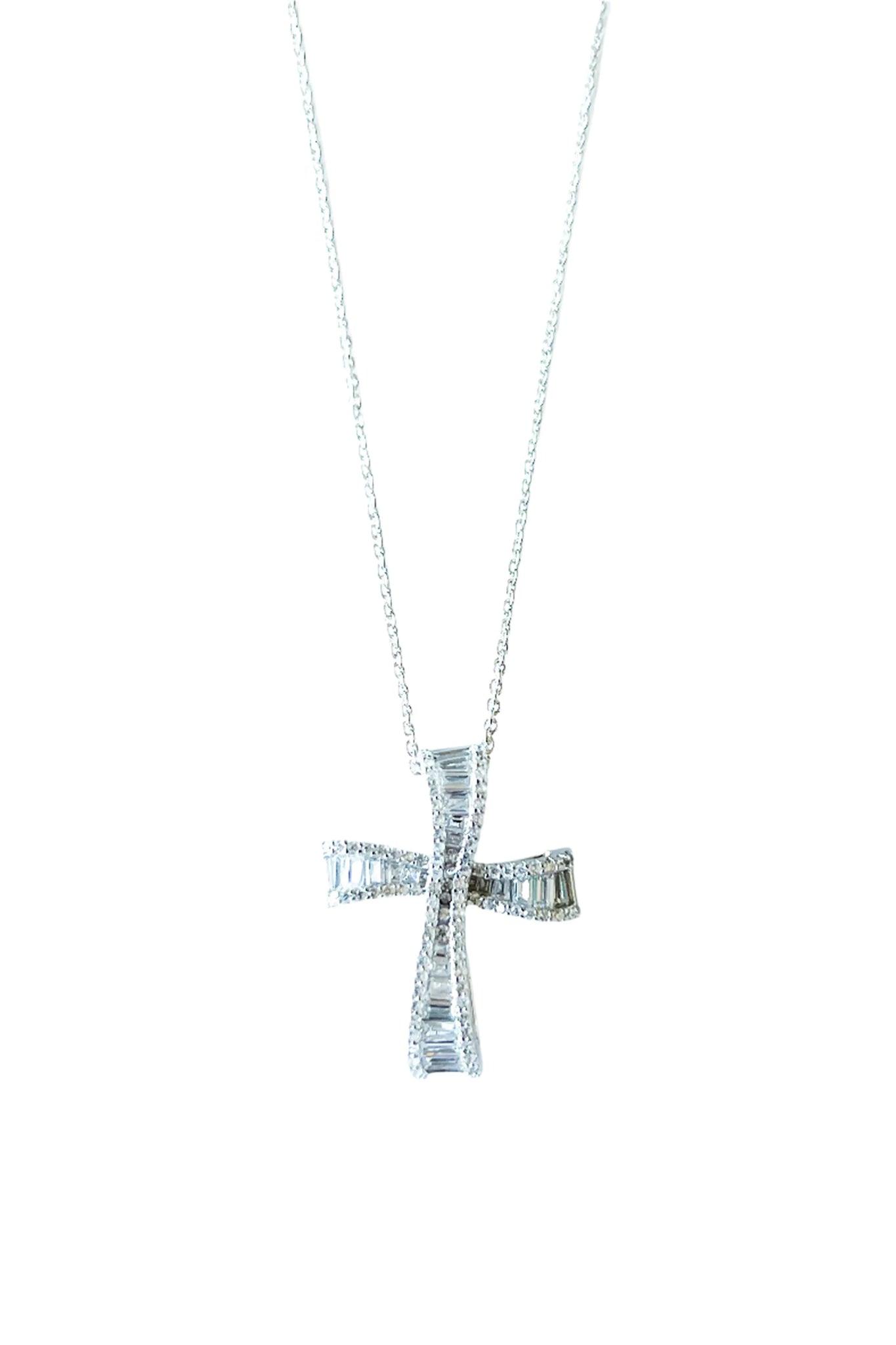 Siena Wave Sterling Cubic Zirconia Italian Cross on a white background - L'Atelier Global