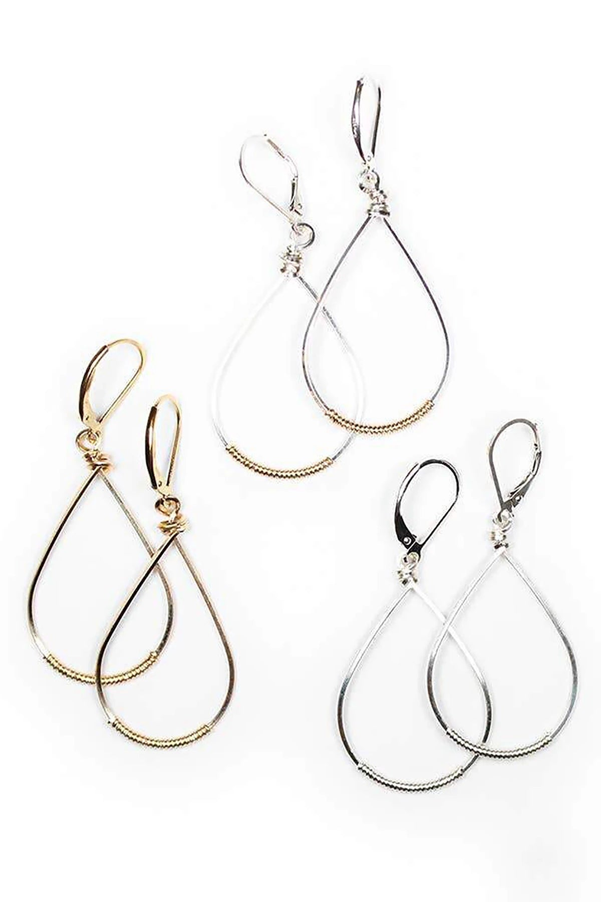 Signature Small Oval Wrapped Hoops in all colors on a white background