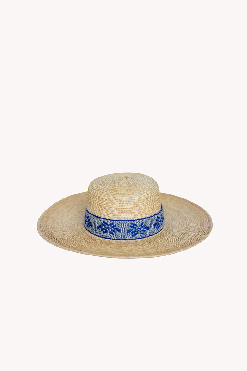 Spanish Palm Leaf Straw Hat Image with Blue Resilience Intention Hat Band
