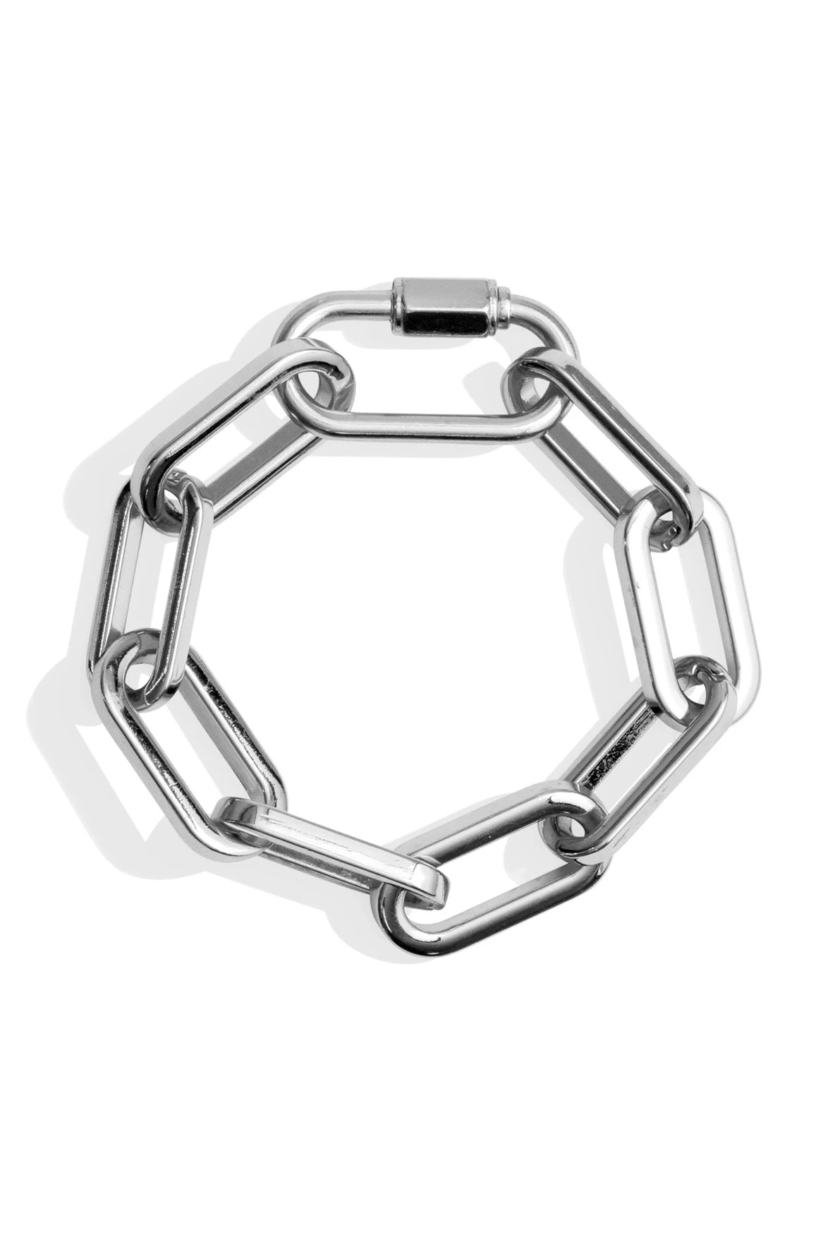 Tempe Chunky Cable Link Bracelet in all silver on a white background  - L'Atelier Global