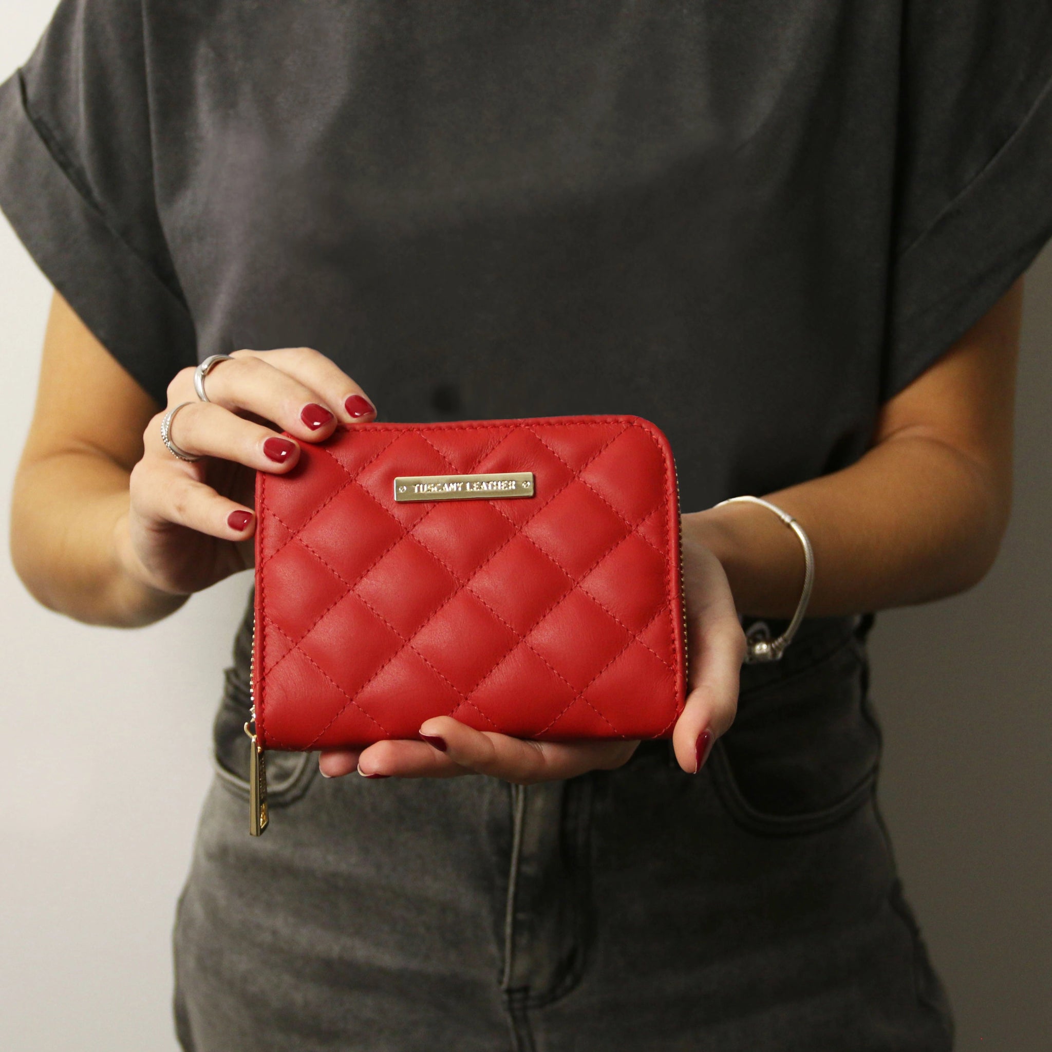 Teti Exclusive Zip Around Soft Italian Leather Wallet - Lipstick Red - shop_name#