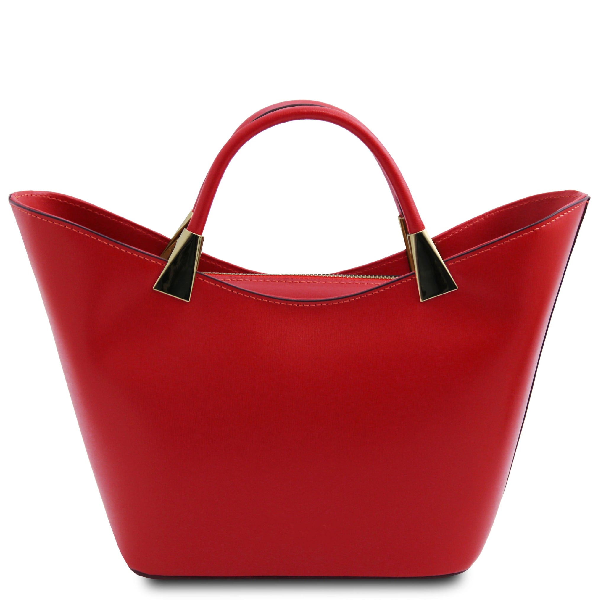 TL Bag Italian Leather Handbag in Red back view on a white background