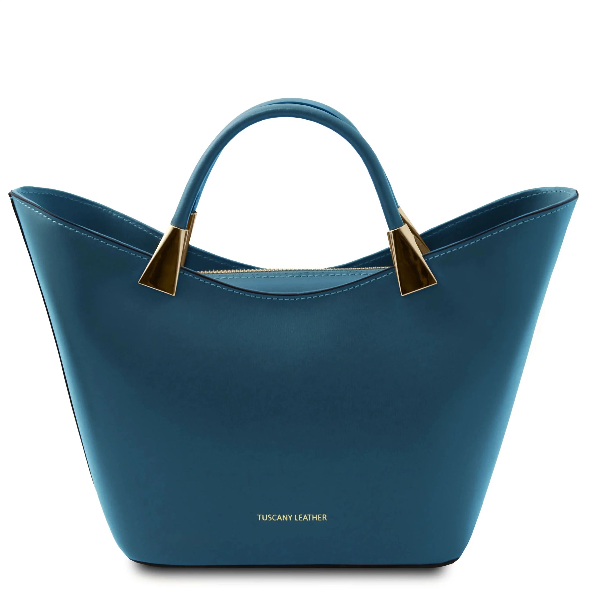 TL Bag Italian Leather Handbag in Teal front view on a white background