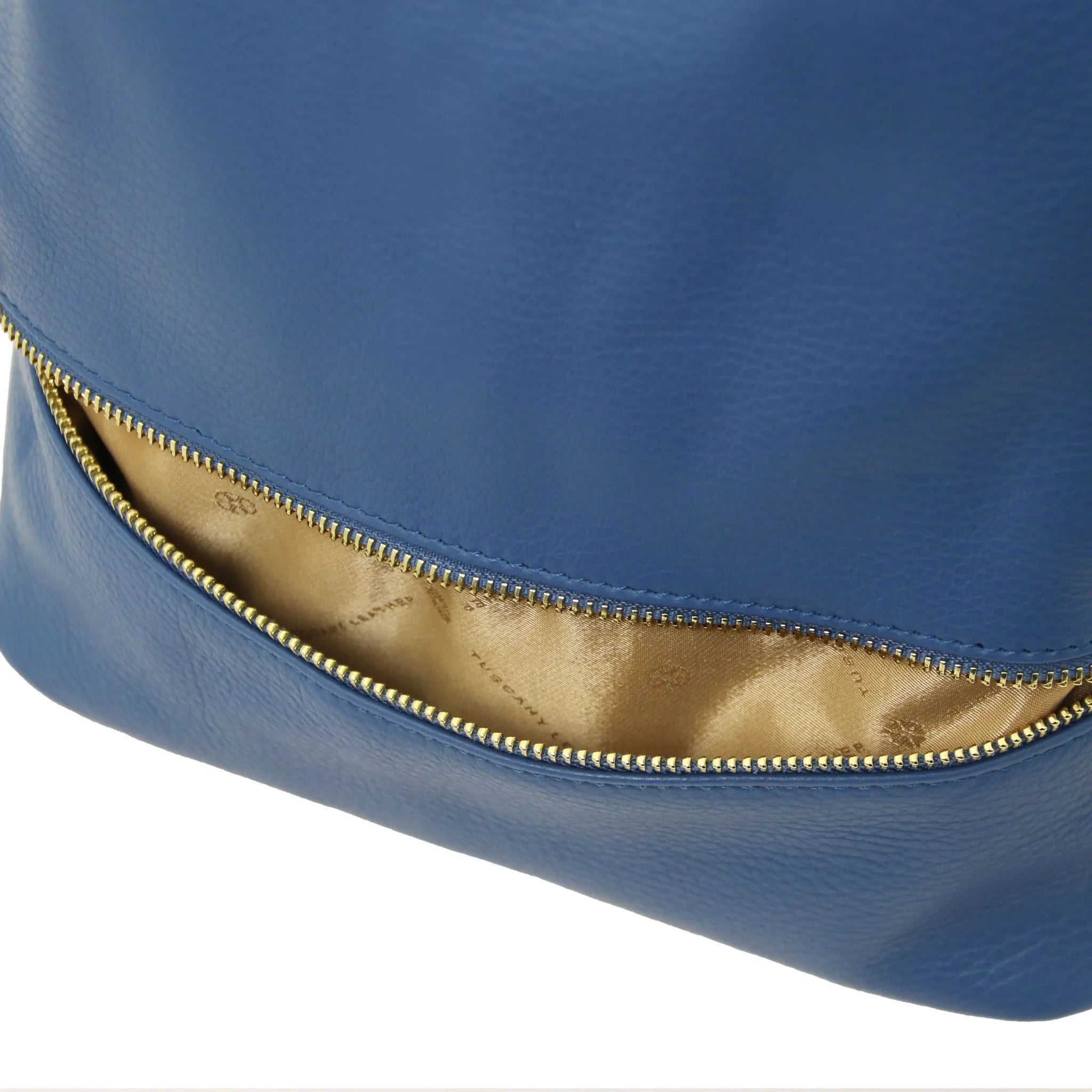 Denim TL Bag Italian Soft Leather Zip Backpack Back Zip Pocket View
