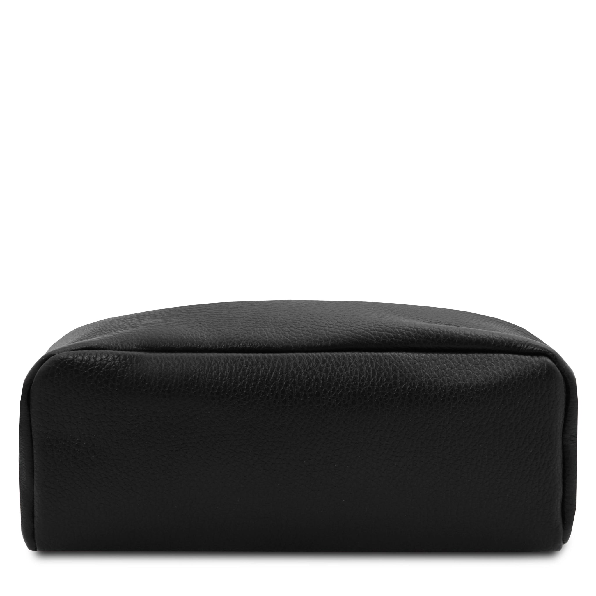 Bottom View TL Bag Italian Soft Leather Zip Backpack in black