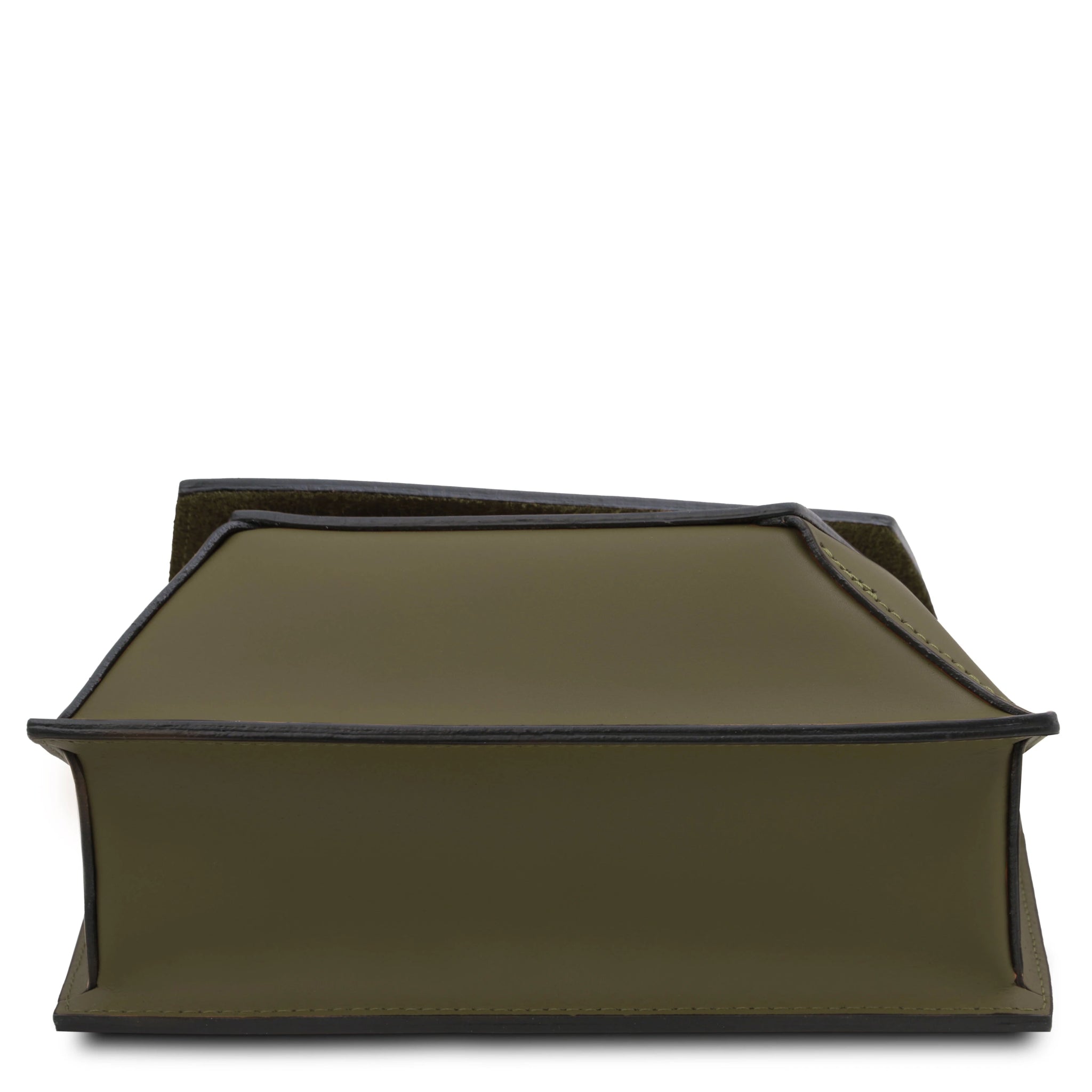 Bottom view TL Italian Leather Assymetrical Shoulder Bag in forest green