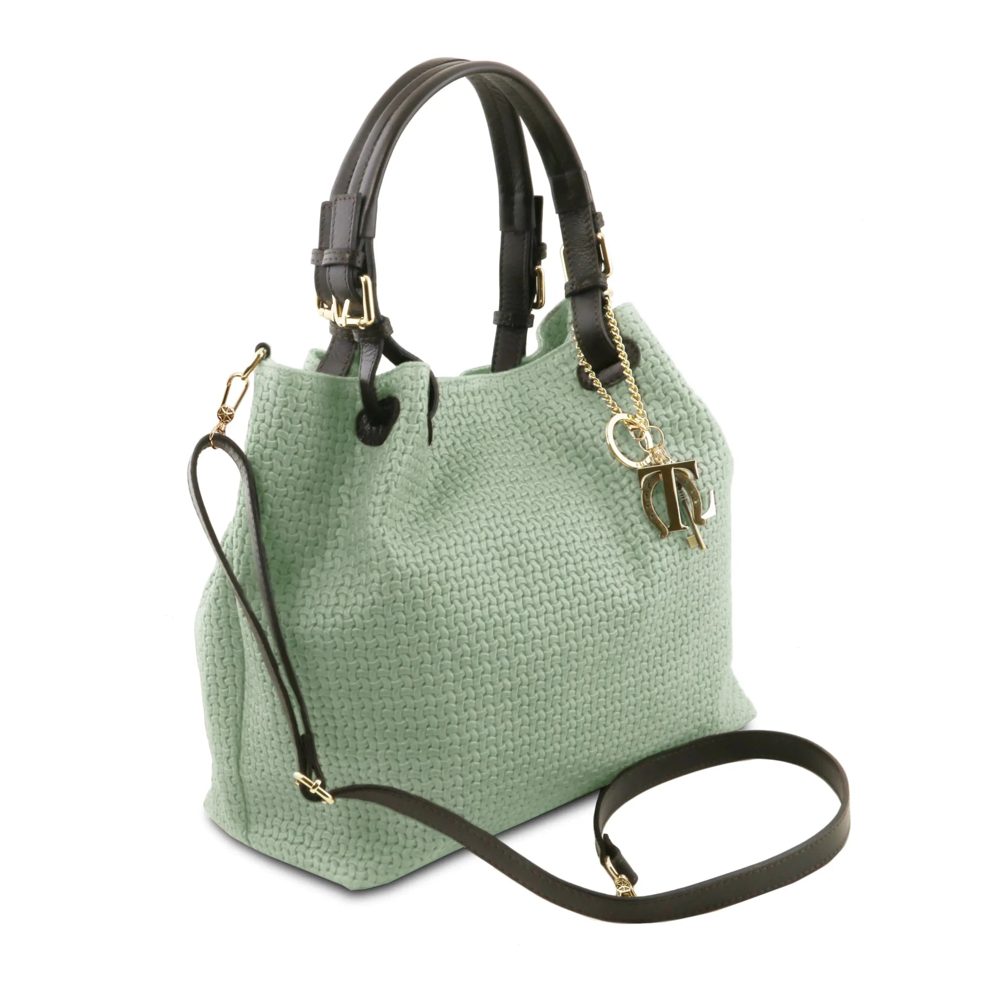 TL Keyluck Woven Printed Italian Leather Shopping Bag