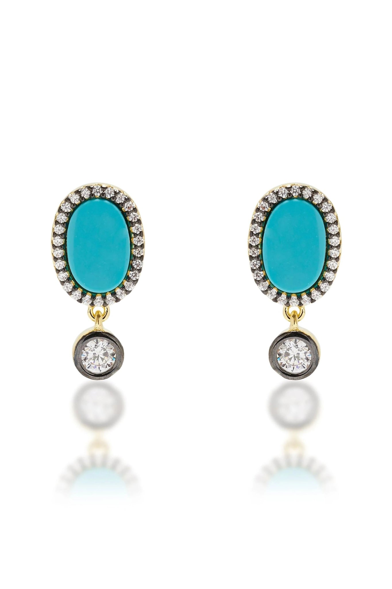 Turquoise Mother of Pearl Drop Earrings on a white background - L'Atelier Global