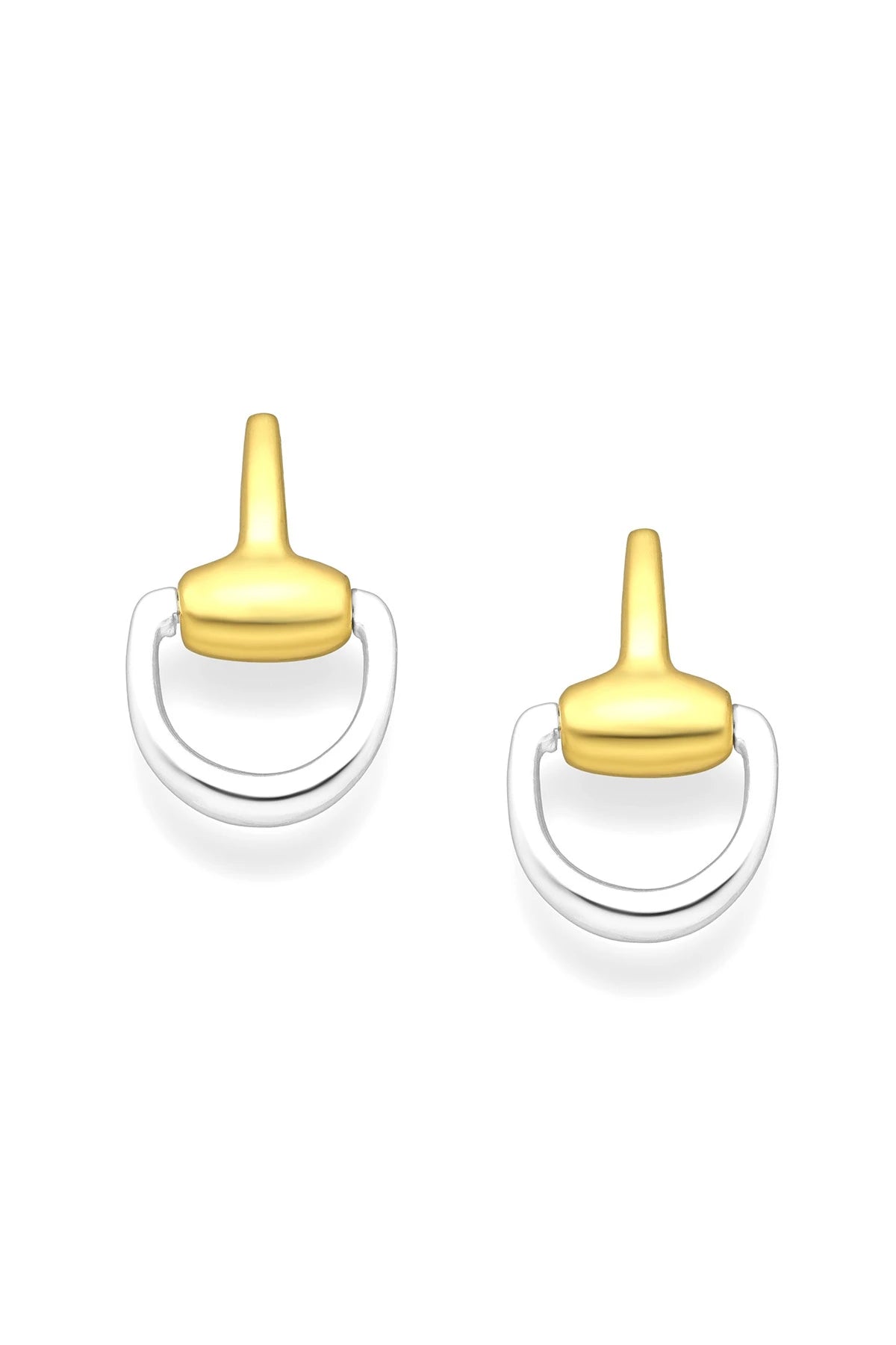 Vermeil Equestrian Italian Gold Stirrup Earrings on a white background