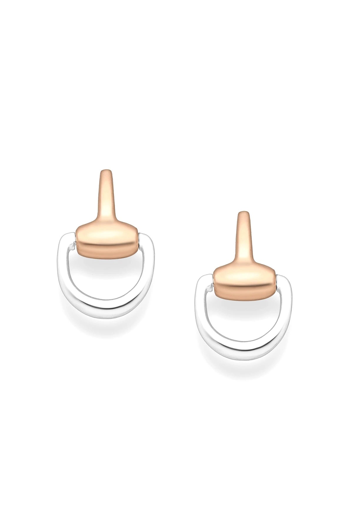 Vermeil Equestrian Rose Gold Stirrup Earrings on a white background
