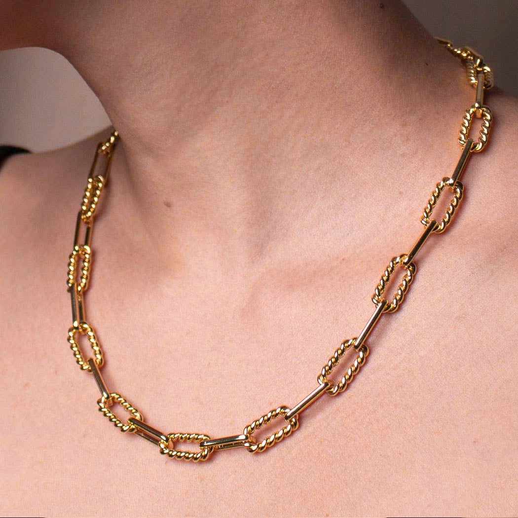 Vintage Glam Gold Vermeil Necklace on a model