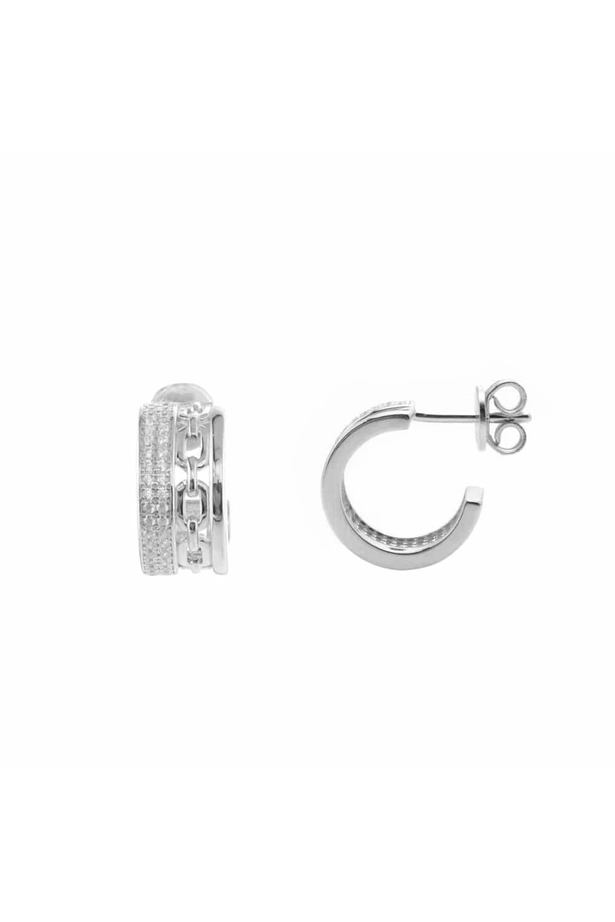 Yvelines Rhodium - Plated Silver White Zirconium Earrings on a white background- L'Atelier Global