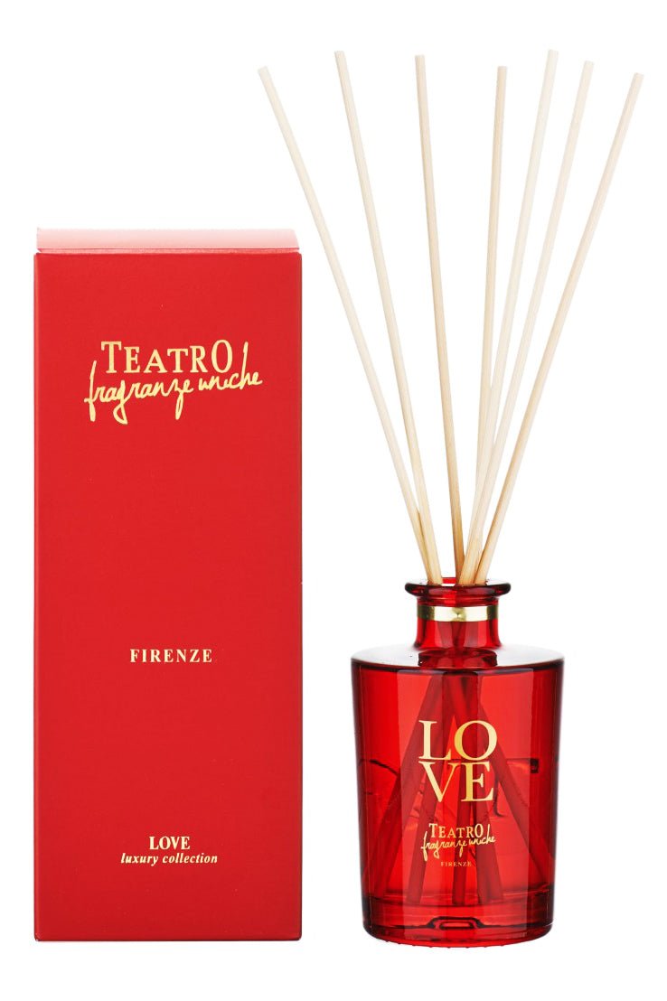 Love Luxury Florentine Diffuser red bottle and red shipping box - L'Atelier Global