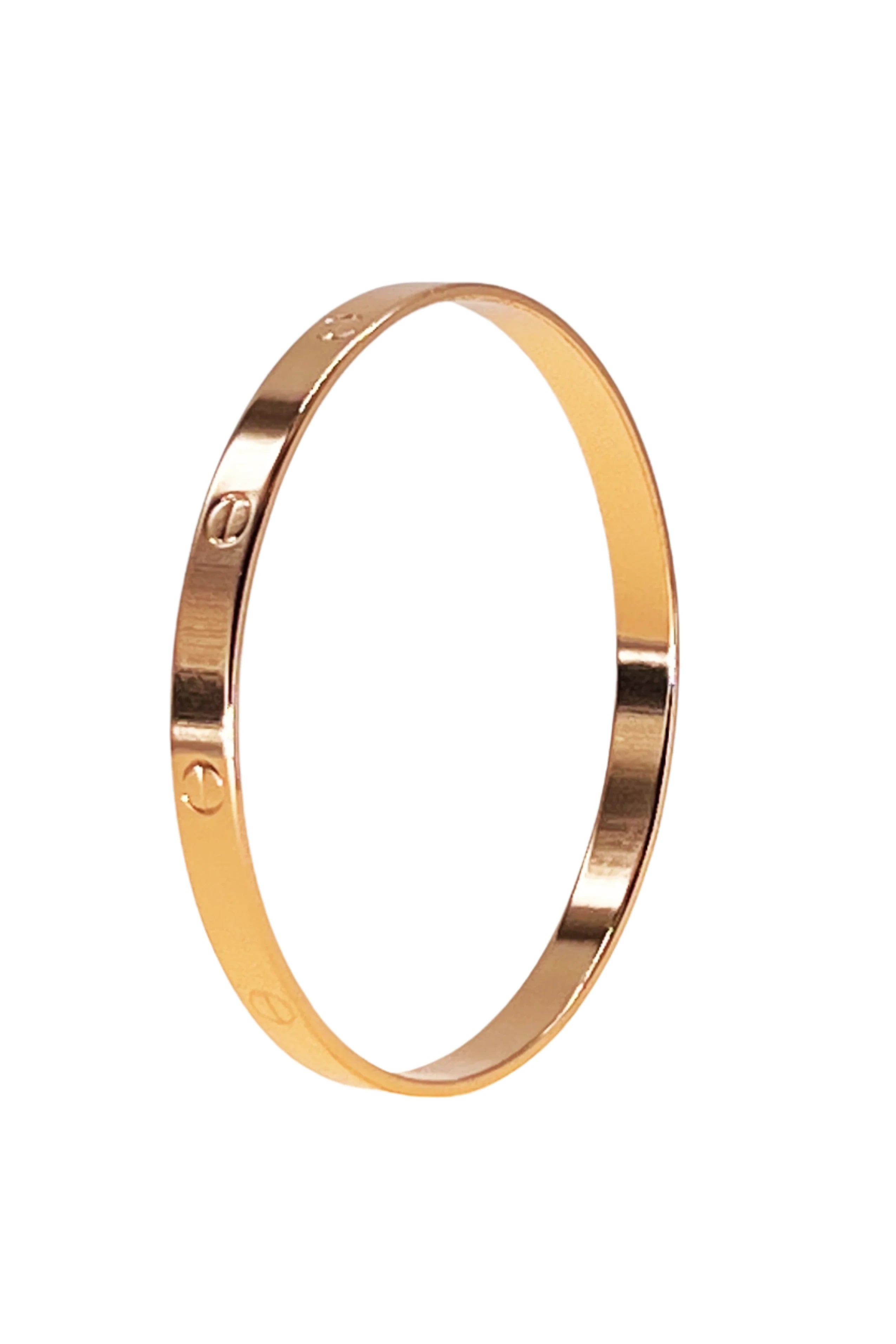NYC Nailhead Rose Gold Bangle on a white background - L'Atelier Global