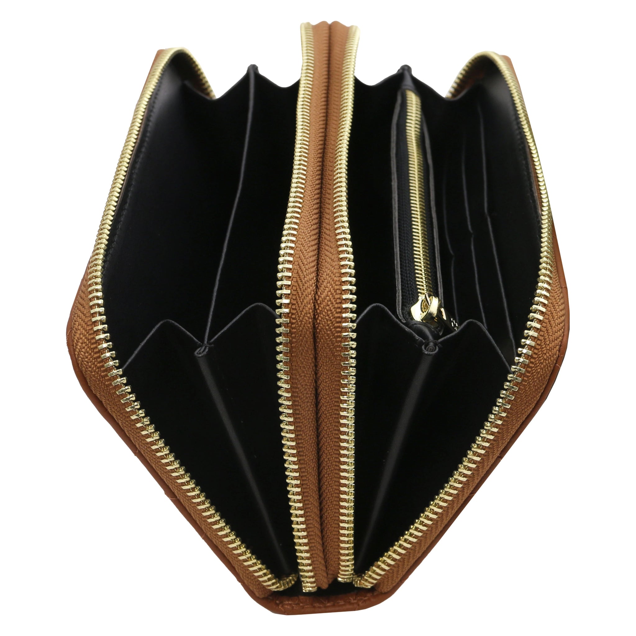Interior brown lining View Ada Wallet in cognac with gold hardware