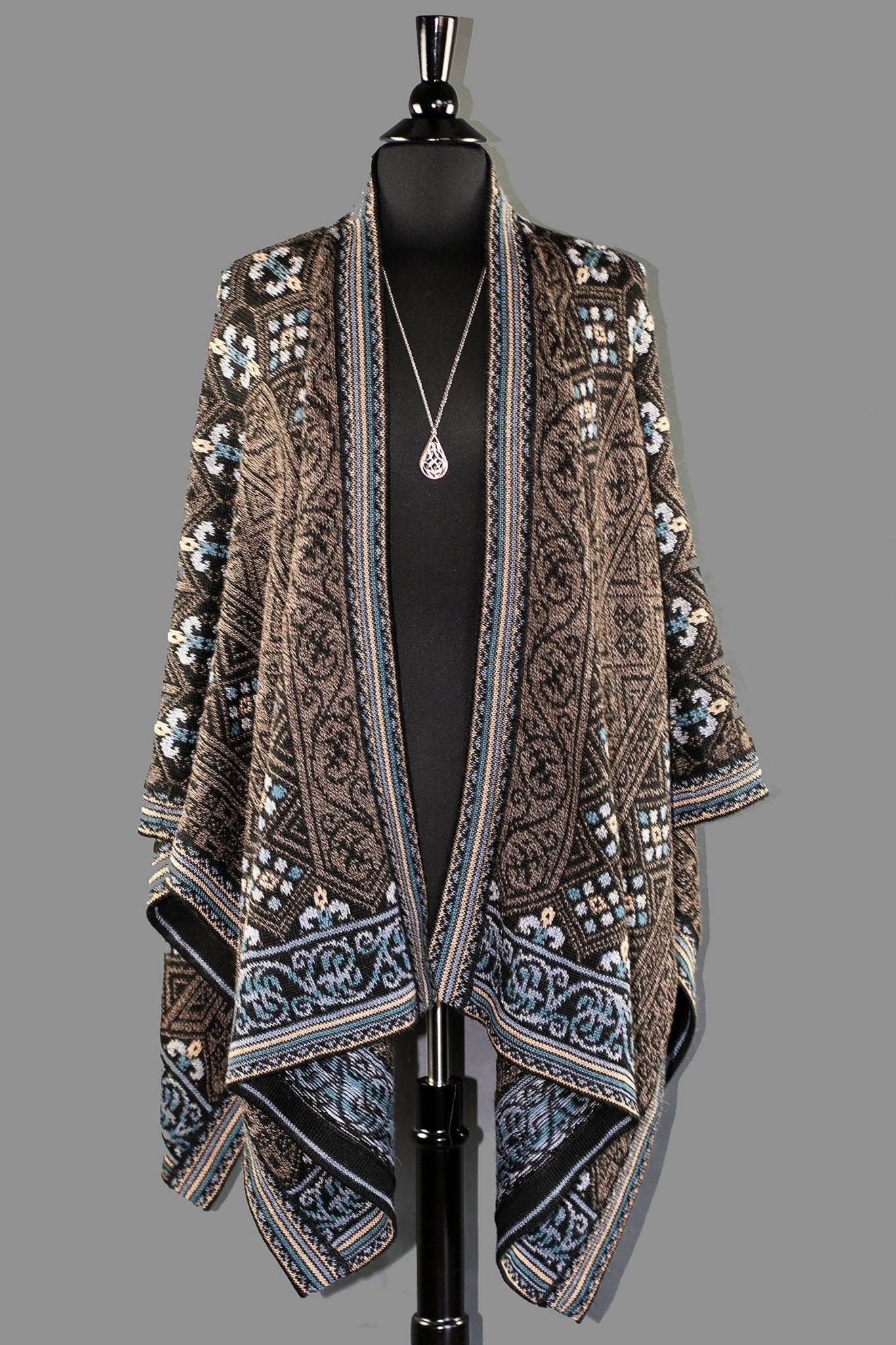 Andean Baroque Alpaca Ruana Wrap on Bust Form - L'Atelier Global