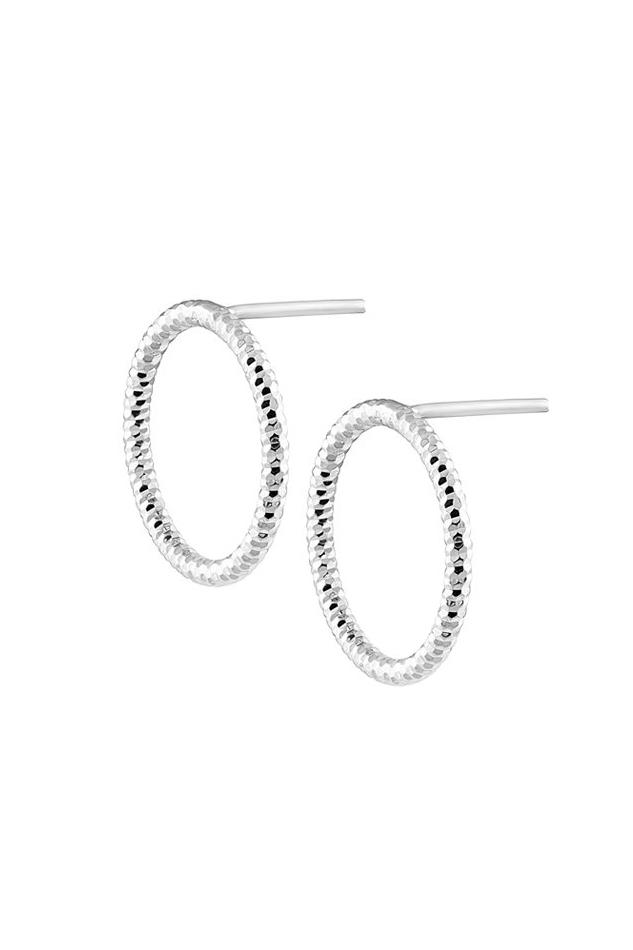 Arezzo Mini Circle Earrings in silver on a white background- L'Atelier Global