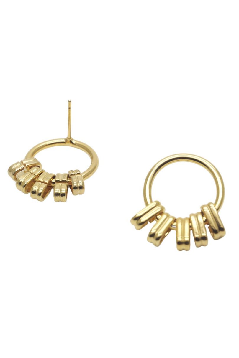 Ariège Gold Stud Earrings on a white background showing front and back