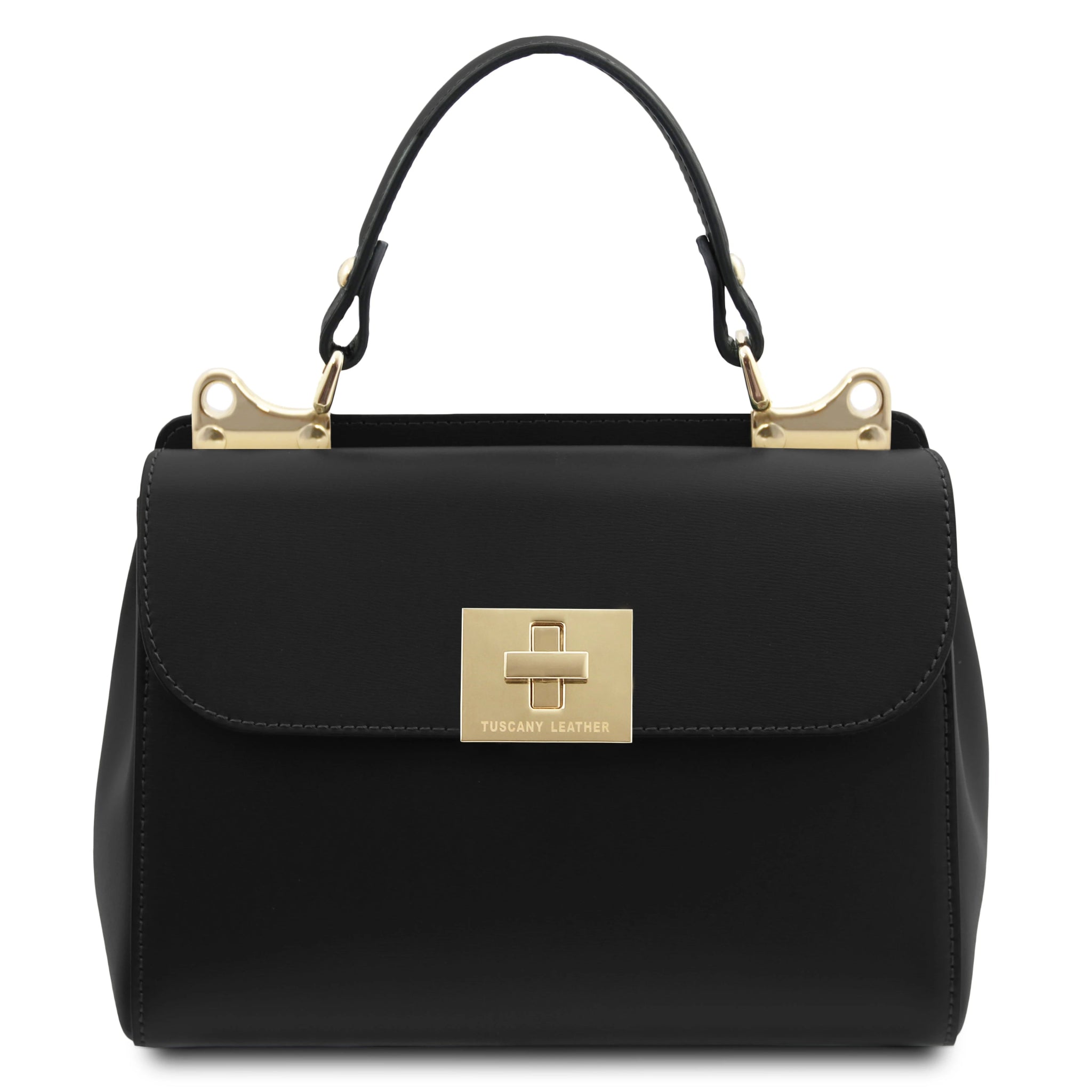 Armonia Leather Handbag in black front view