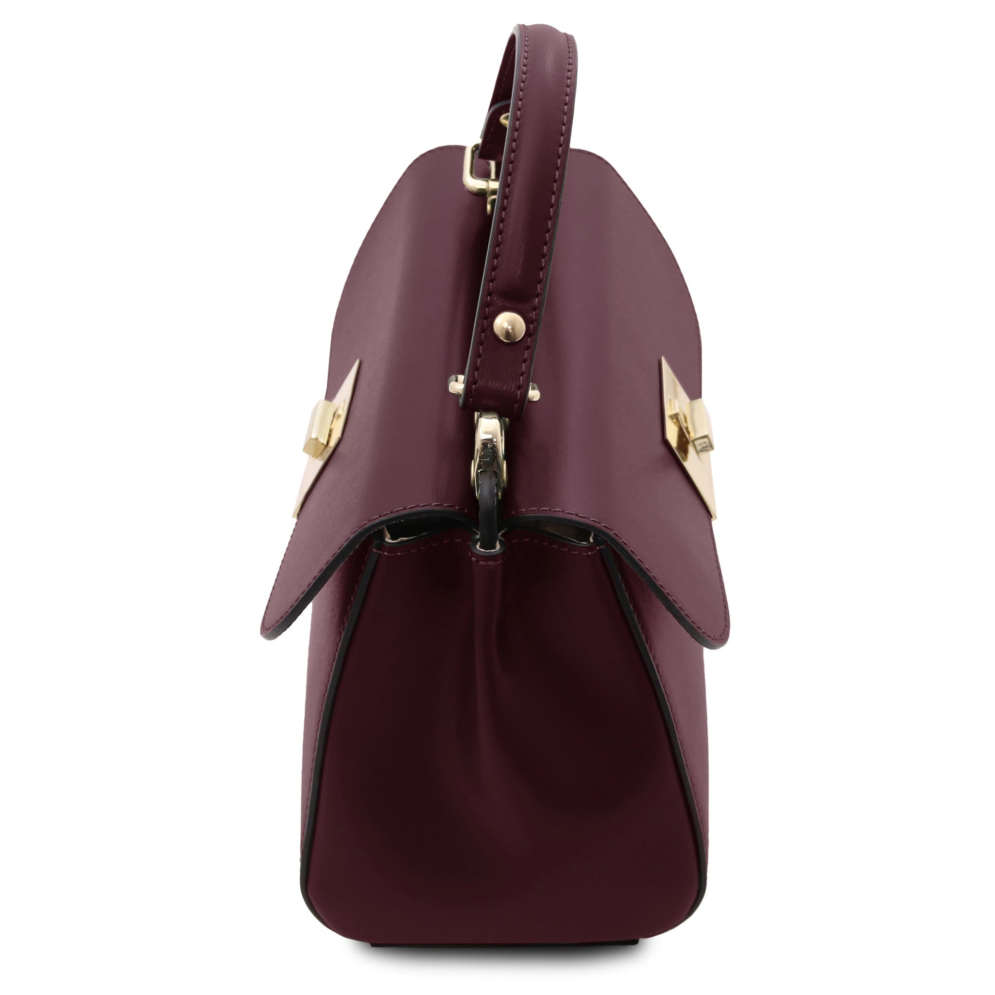 Armonia Italian Leather Handbag in Bordeaux Top Handle View
