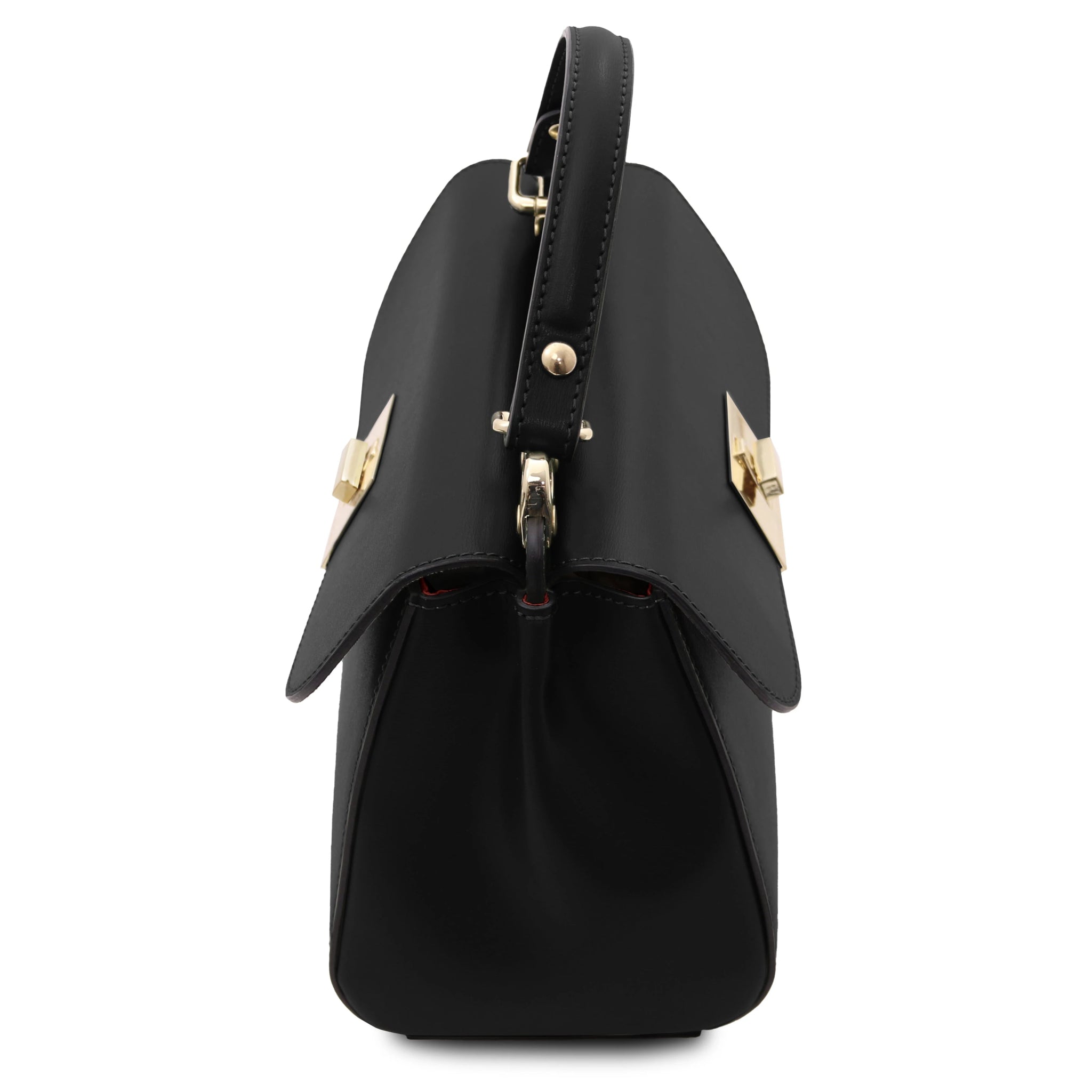 Armonia Italian Leather Handbag in Black Top Handle View