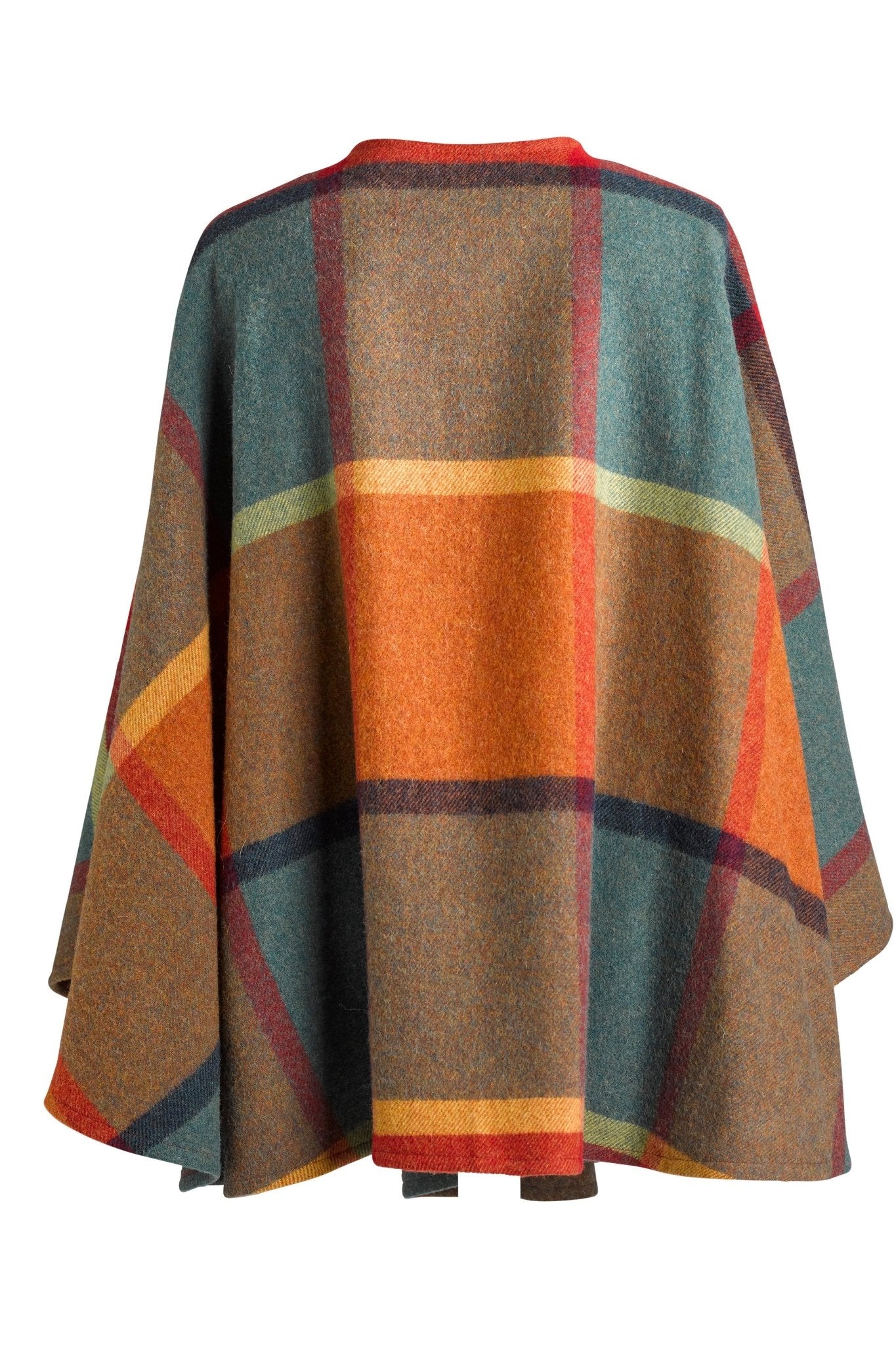 The back of the Autumn Splendor Lambswool Ruana Wrap on a white background - L'Atelier Global