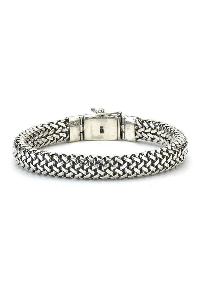 Bali Switchback Silver Bracelet front view on a white background - L'Atelier Global