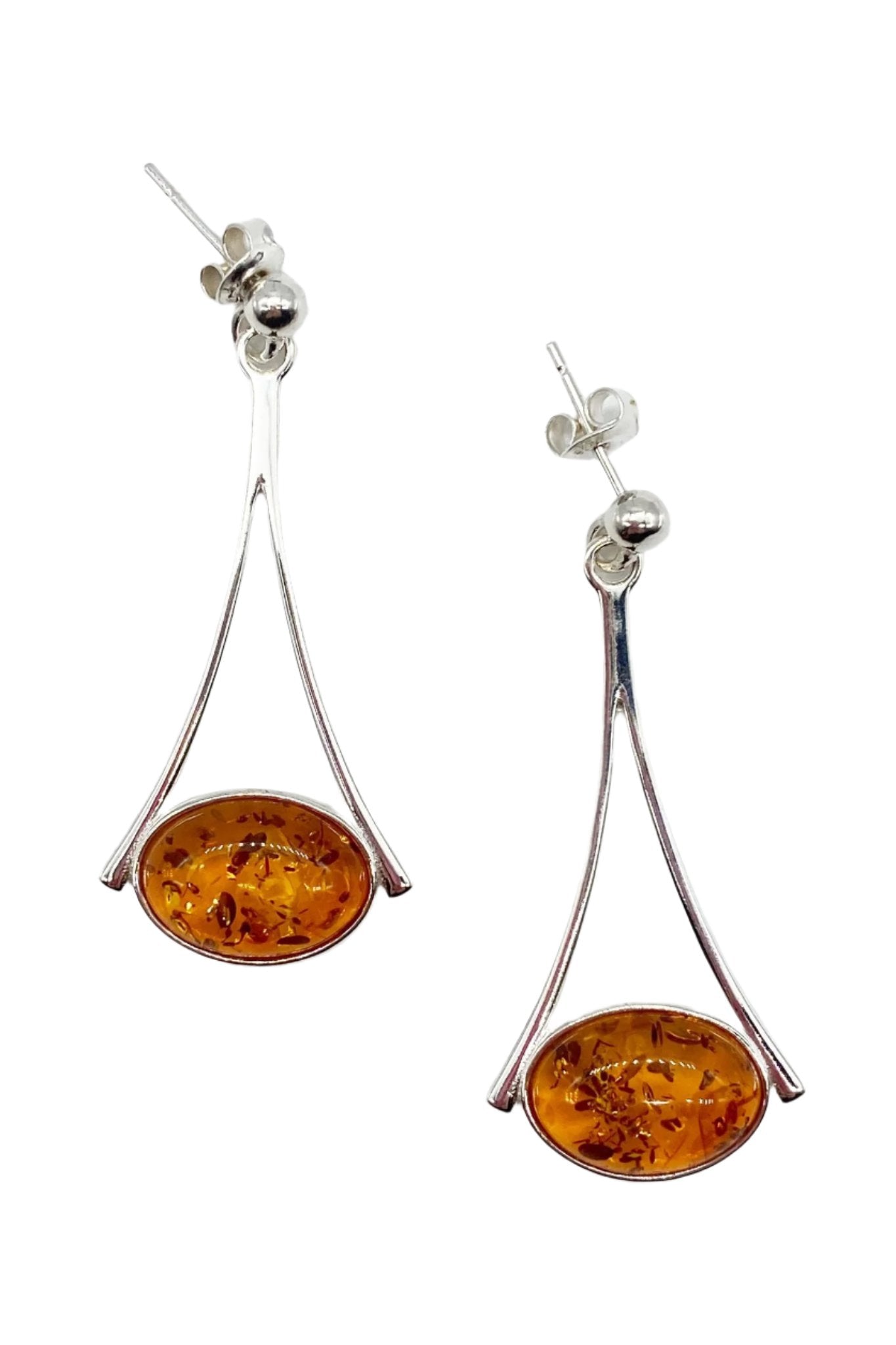 Baltic Honey Amber Drop Earrings ona white background - L'Atelier Global