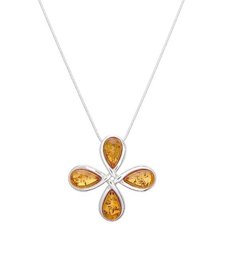 Baltic Honey Amber Petal Necklace close up view of the honey amber - L'Atelier Global