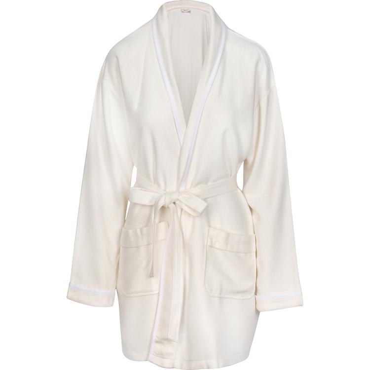 Bamboo Luxxe Cover Up in white with baby pink trim on a white background - L'Atelier Global