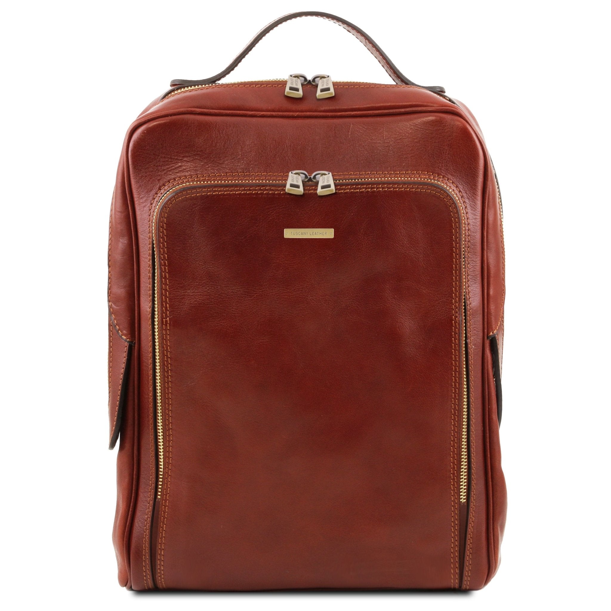 Bangkok Leather Laptop Backpack in Brown front of Bag