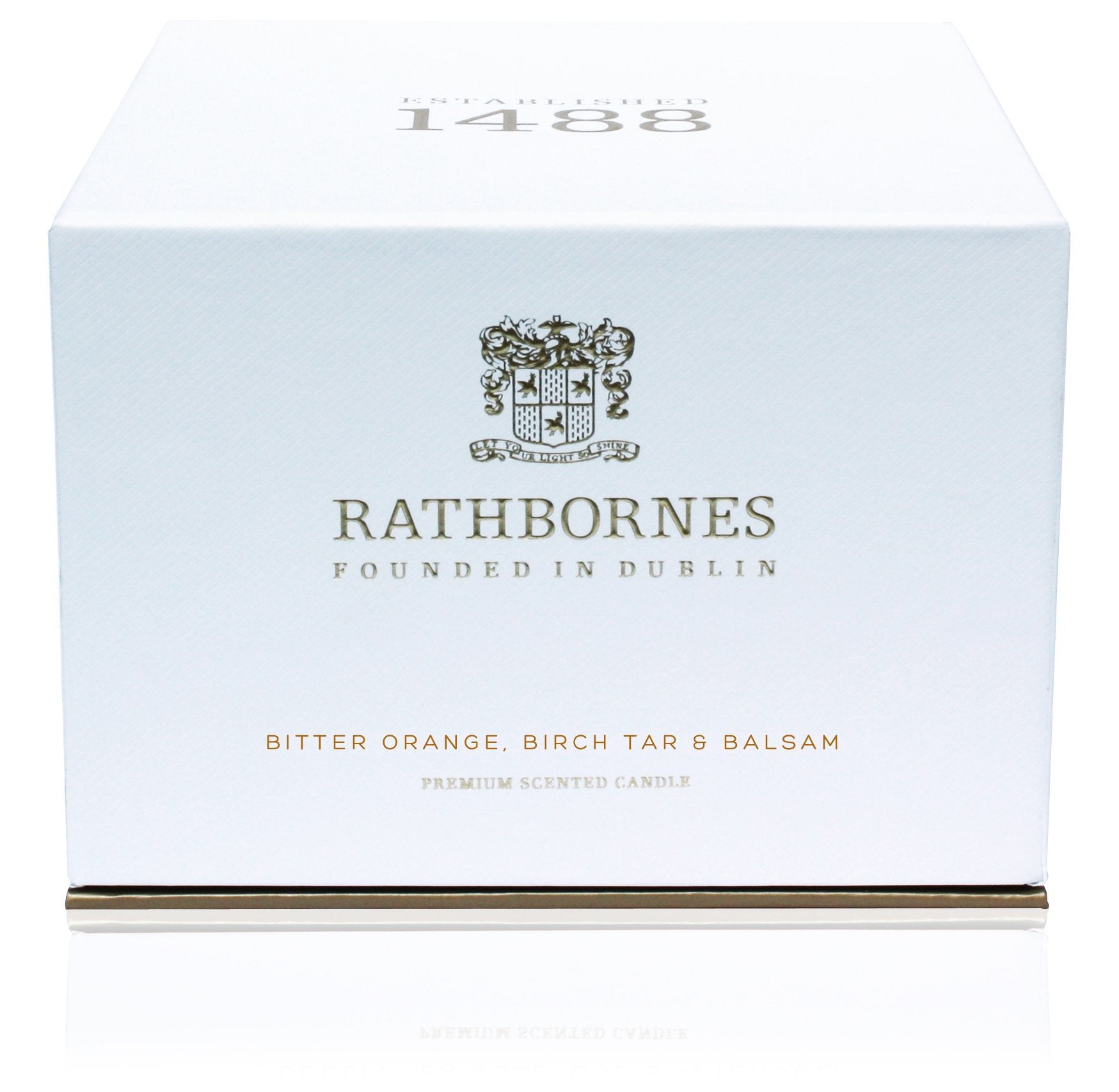 Bitter Orange, Birch Tar and Balsam Luxury Beeswax Candle in box on a white background - L'Atelier Global