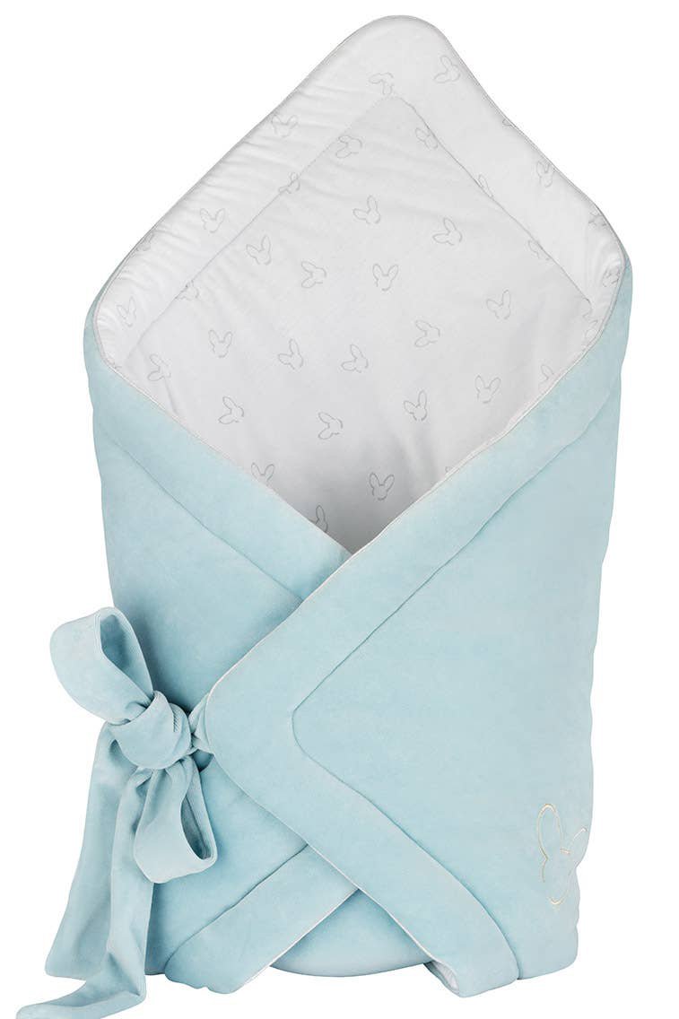 Blue Velvet Wrapping Cape and Beanie on a white background - L'Atelier Global