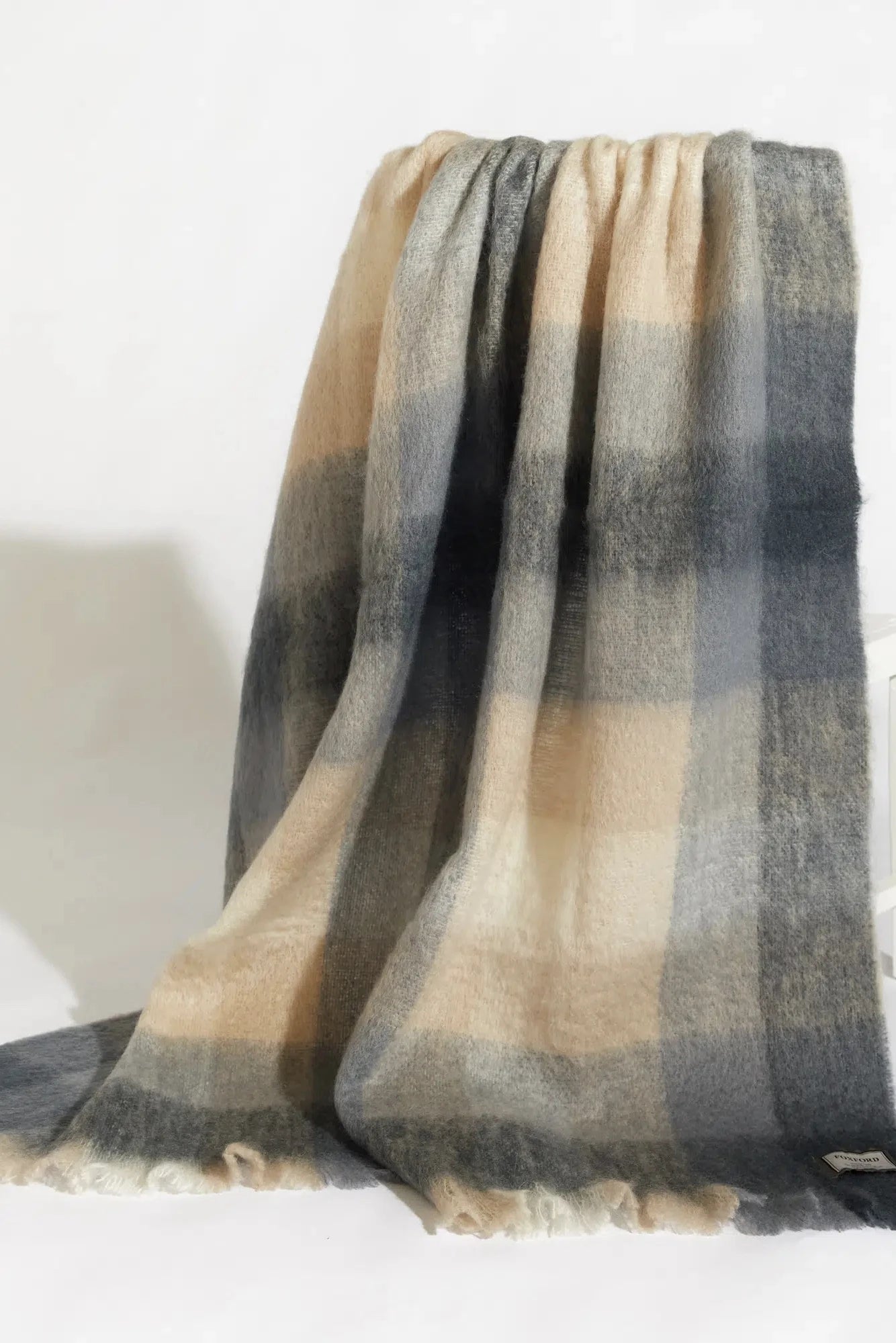 Classic Check Luxuriously Soft Irish Mohair Throw on a white background - L'Atelier Global