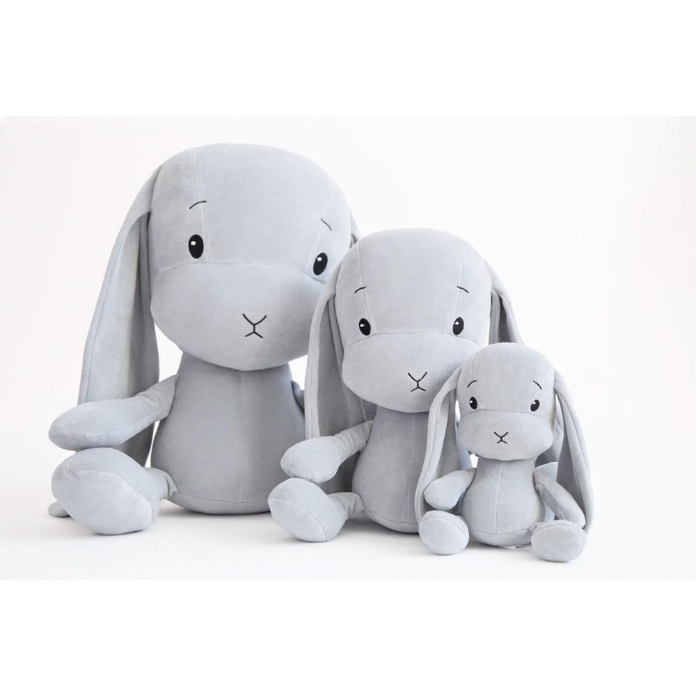 A group of different-sized Effik Gray Bunnies on a white background - L'Atelier Global