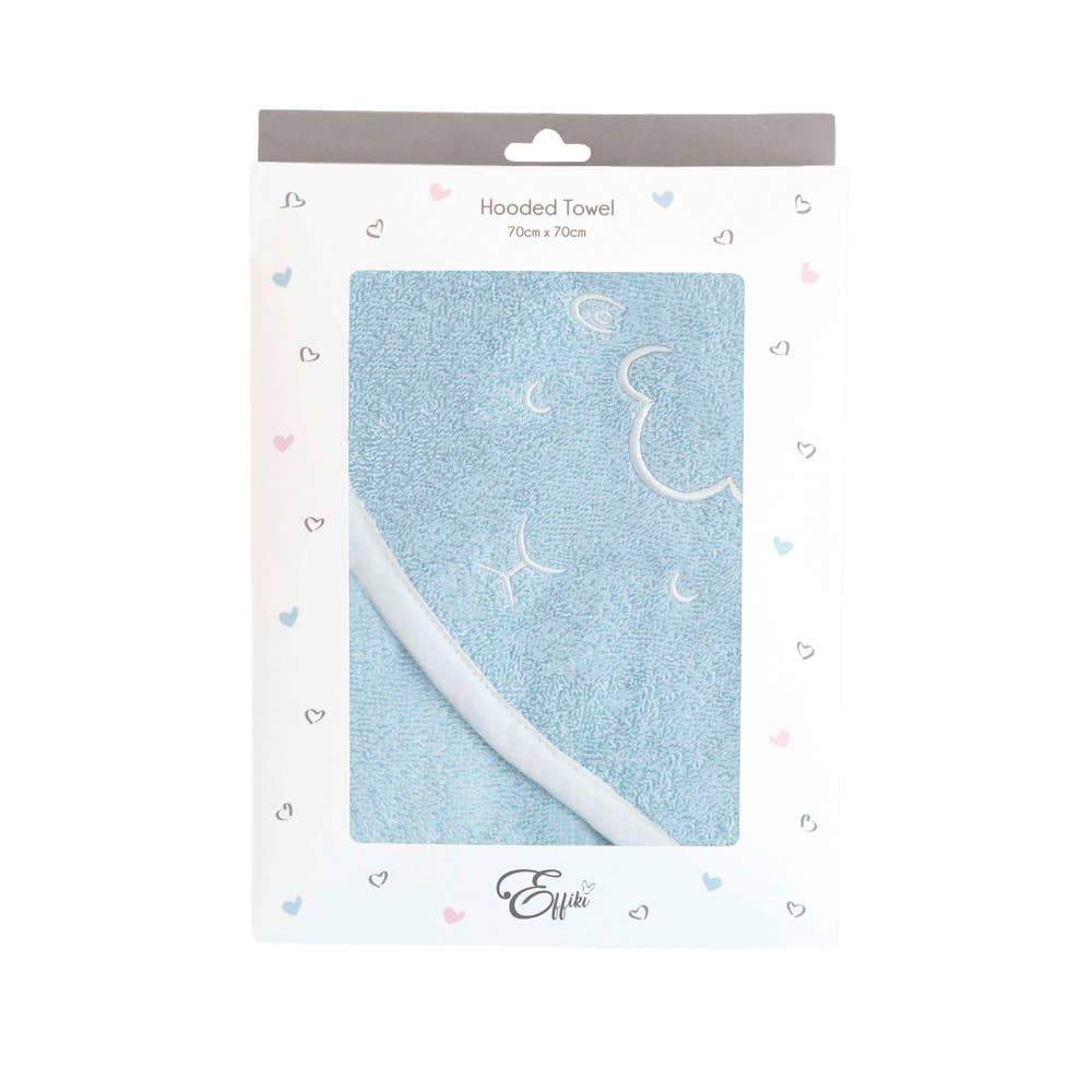 Embroidered Hooded Towel in Blue - L'Atelier Global