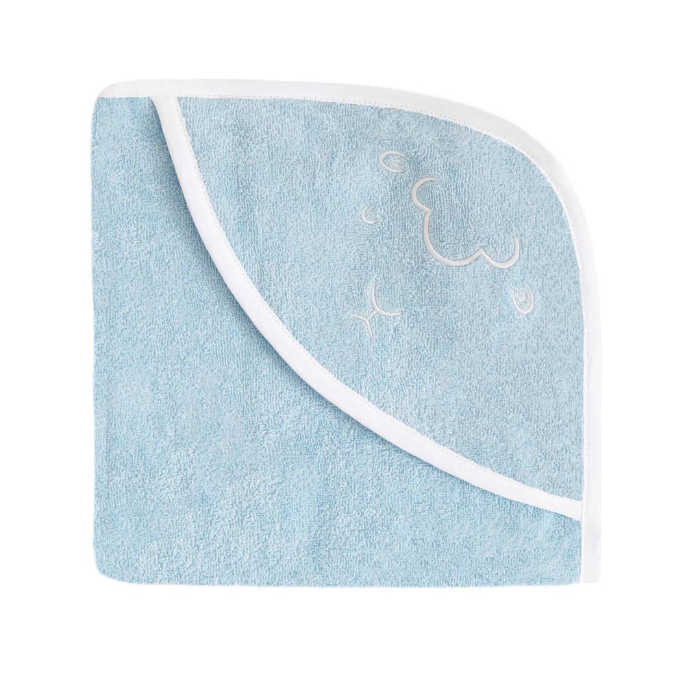 Embroidered Hooded Towel in Blue - L'Atelier Global