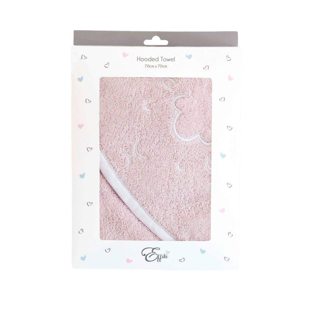 Embroidered Hooded Towel in Pink - L'Atelier Global