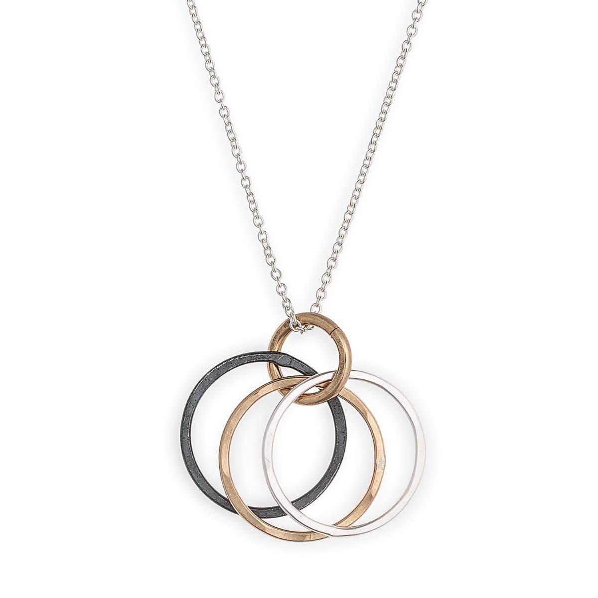 Endless Possibilities Sterling Silver Necklace o a white background showing the different colored hoops - L'Atelier Global
