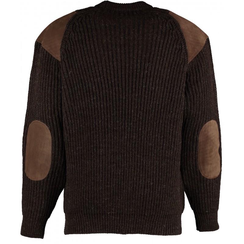 Back view English Midlands Classic Crew Sweater in Dark Grey Welsh on white background