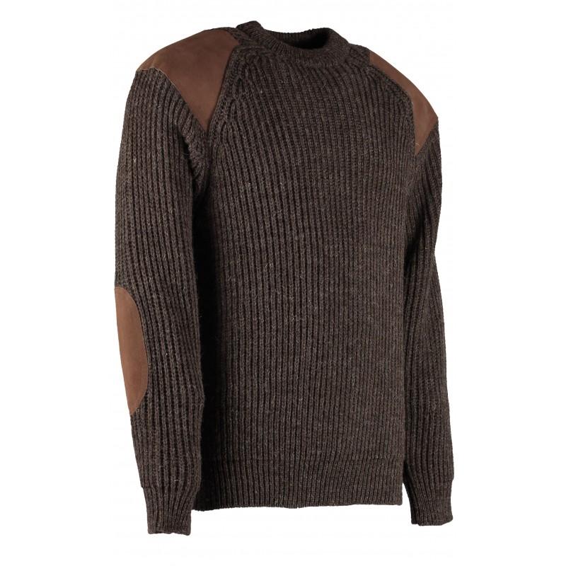 English Midlands Classic Crew Sweater in Dark Grey Welsh Side View on a White Background