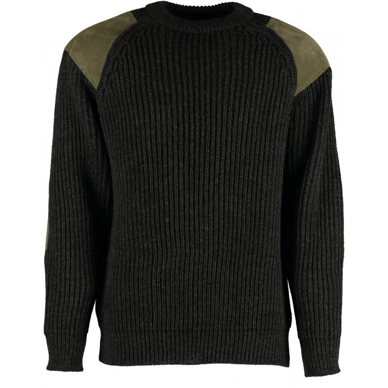English Midlands Classic Crew Sweater in Moss Green on a White Background